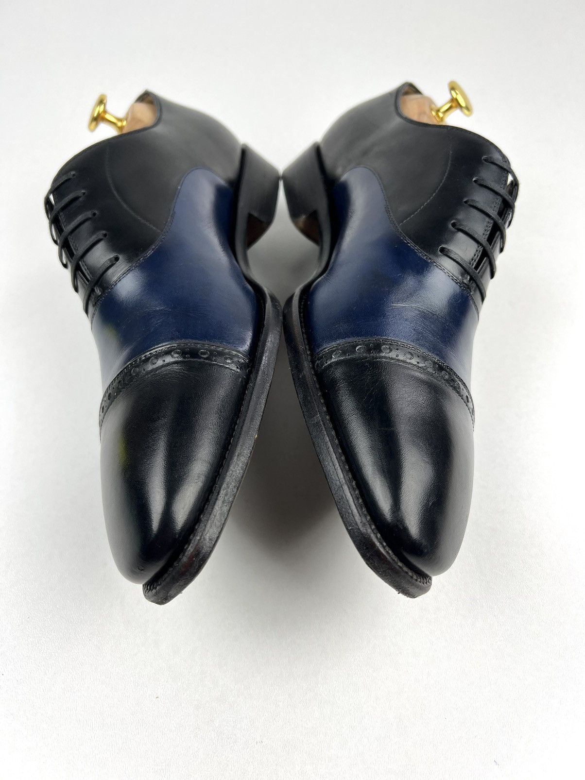 Salvatore Ferragamo SALVATORE FERRAGAMO Leather Oxfords Shoes Black/Blue Men’s Size US 10.5 / EU 43-44 - 7 Thumbnail