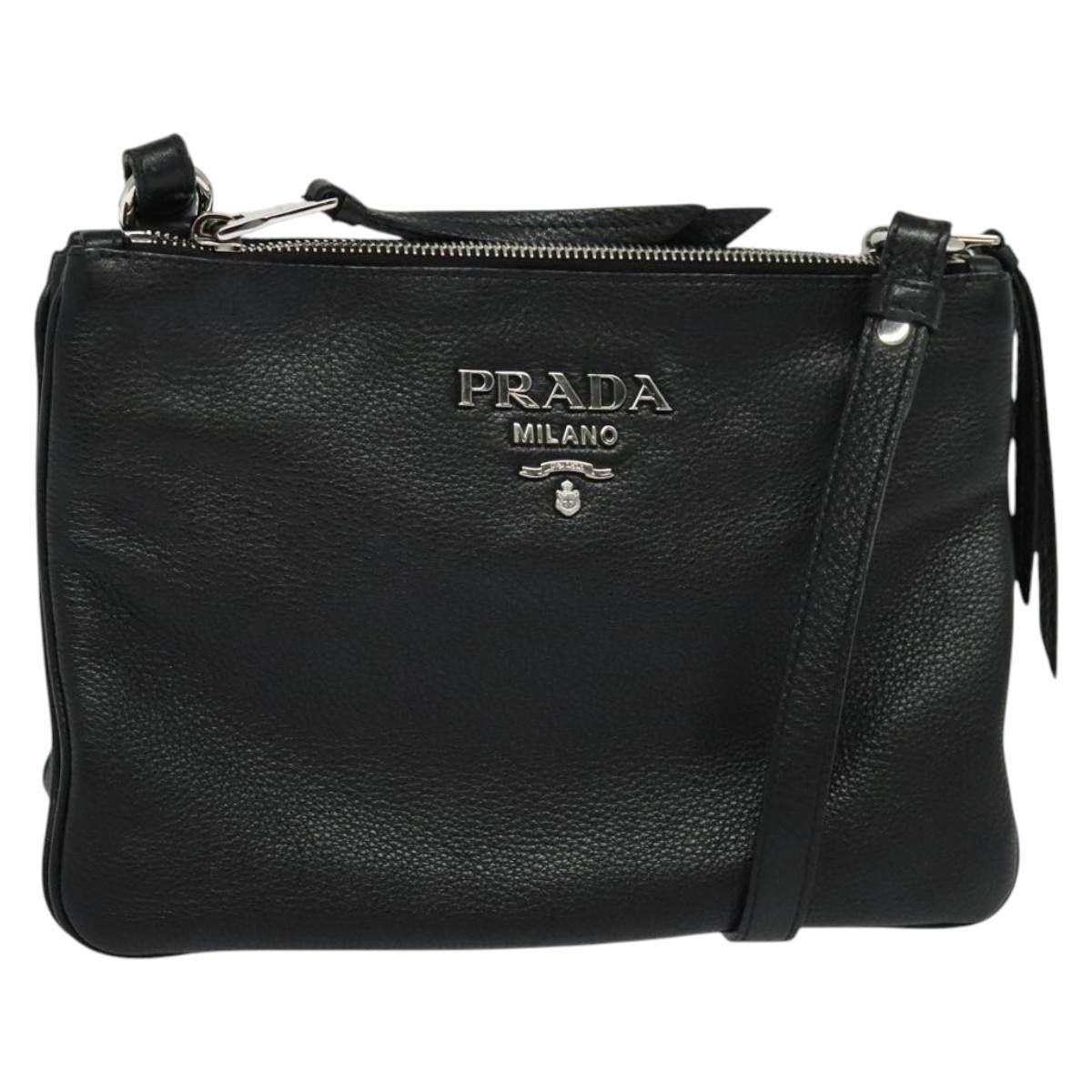 Prada PRADA Shoulder Bag Leather Black Silver Size ONE SIZE - 1 Thumbnail