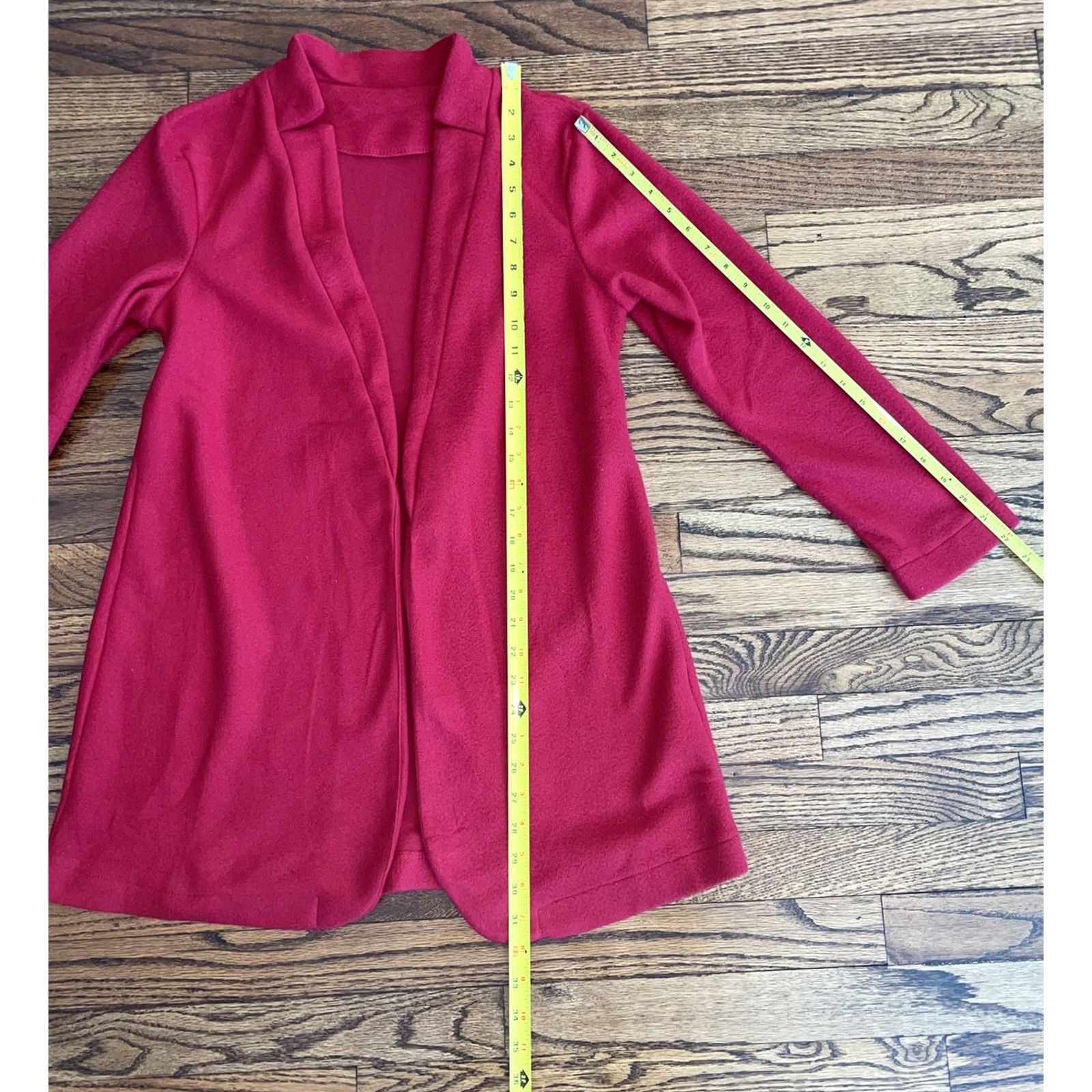 Vintage Women Red Blazer Jacket Long Sleeve Open Front Size M Casual Cotton Poly NWOT Size M / US 6-8 / IT 42-44 - 4 Thumbnail