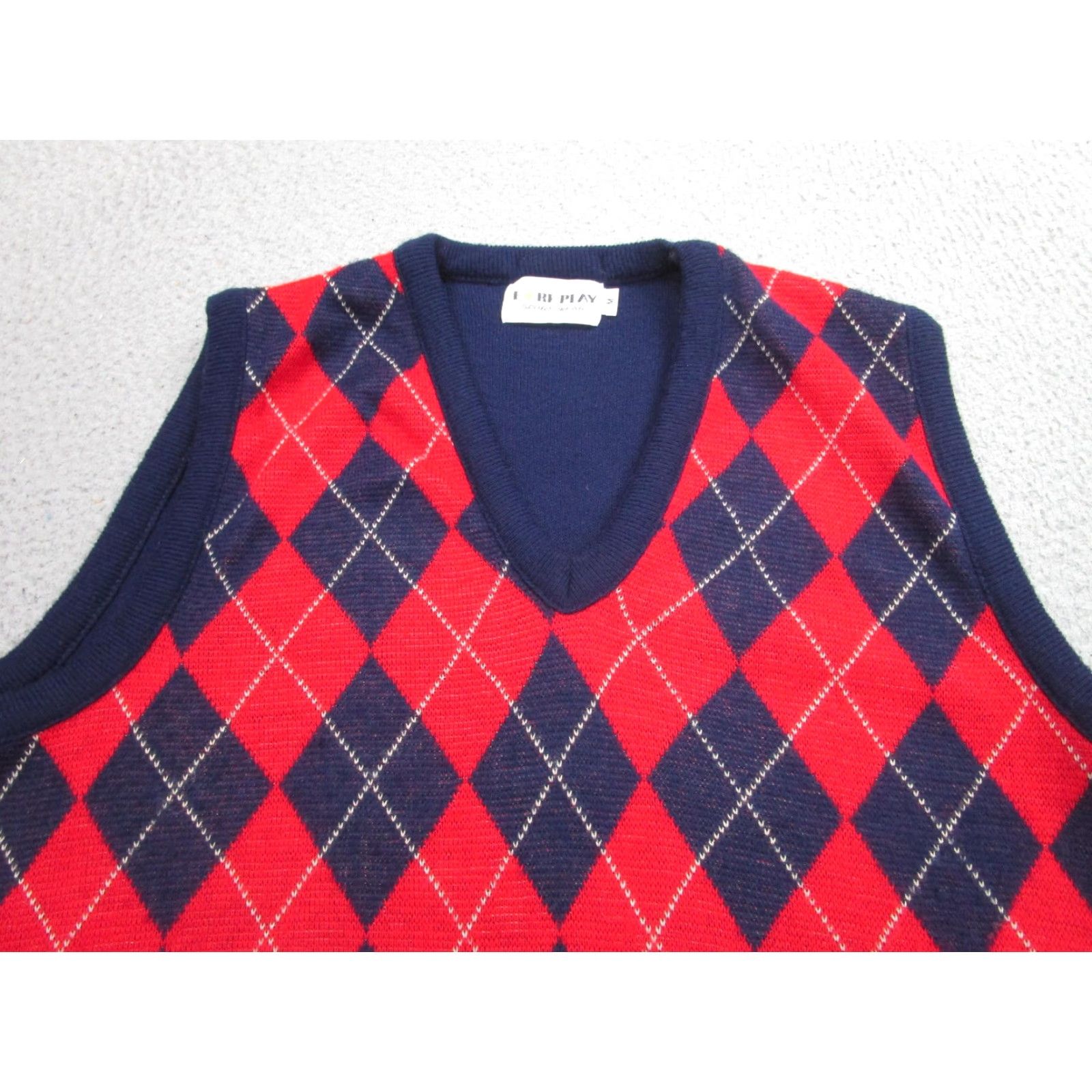 Vintage Fore Play Sportswear Vest Mens Medium Navy Red Argyle V-Neck Knit Sleeveless Pullover Made USA Sweater Vest Mens Size US M / EU 48-50 / 2 - 2 Thumbnail