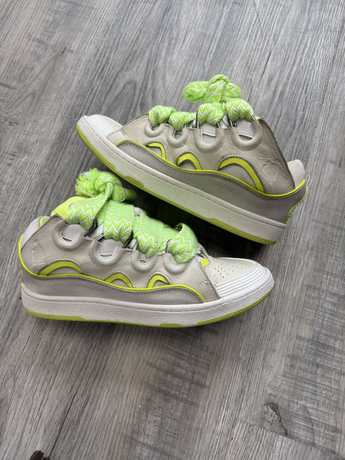 Lanvin Lanvin Curb Sneakers - White/Fluo Yellow Size US 11 / EU 44 - 3 Thumbnail