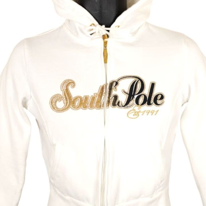 Southpole VINTAGE? Southpole Sweatshirt Hoodie Womens Size Small White Crop Top Y2K Retro Full Zip Size S / US 4 / IT 40 - 2 Thumbnail