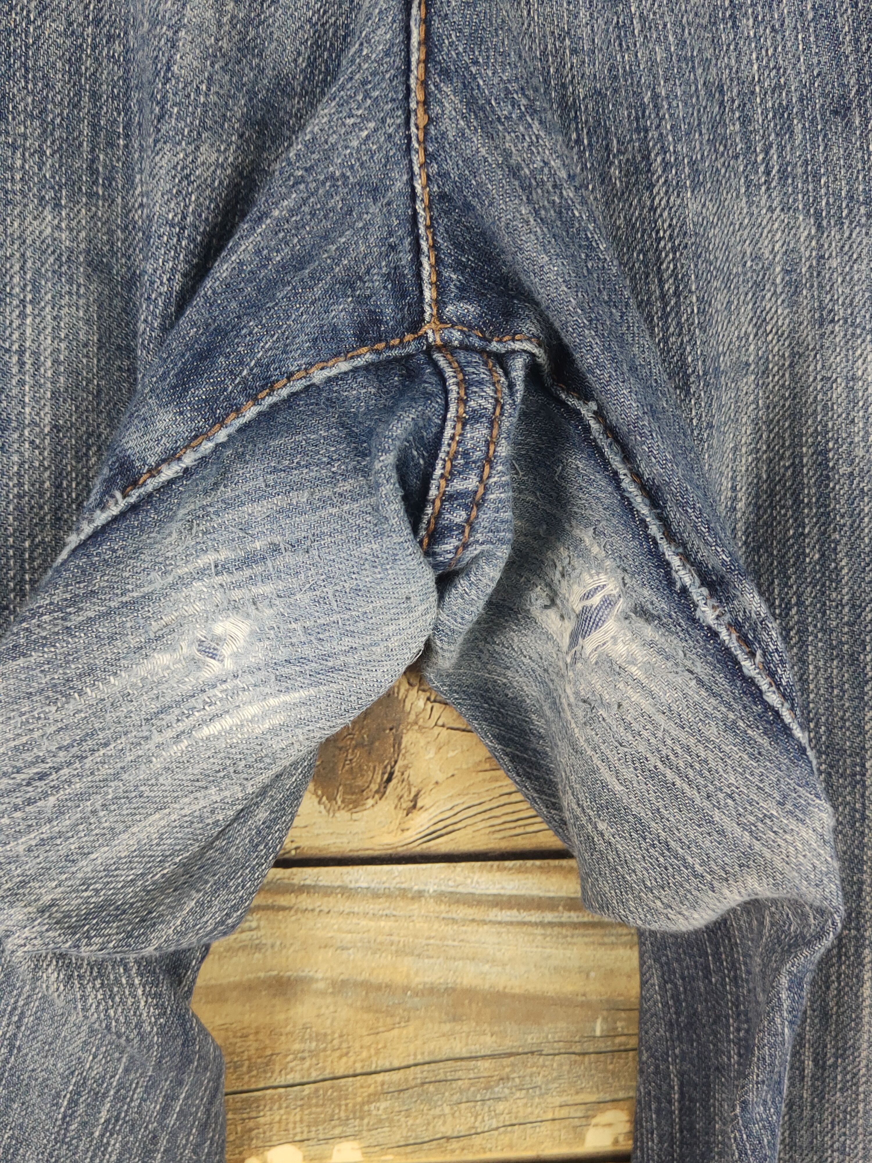 DKNY × Vintage DKNY Blue Distressed Ripped denim Jeans #W1616 Size 35" - 3 Thumbnail