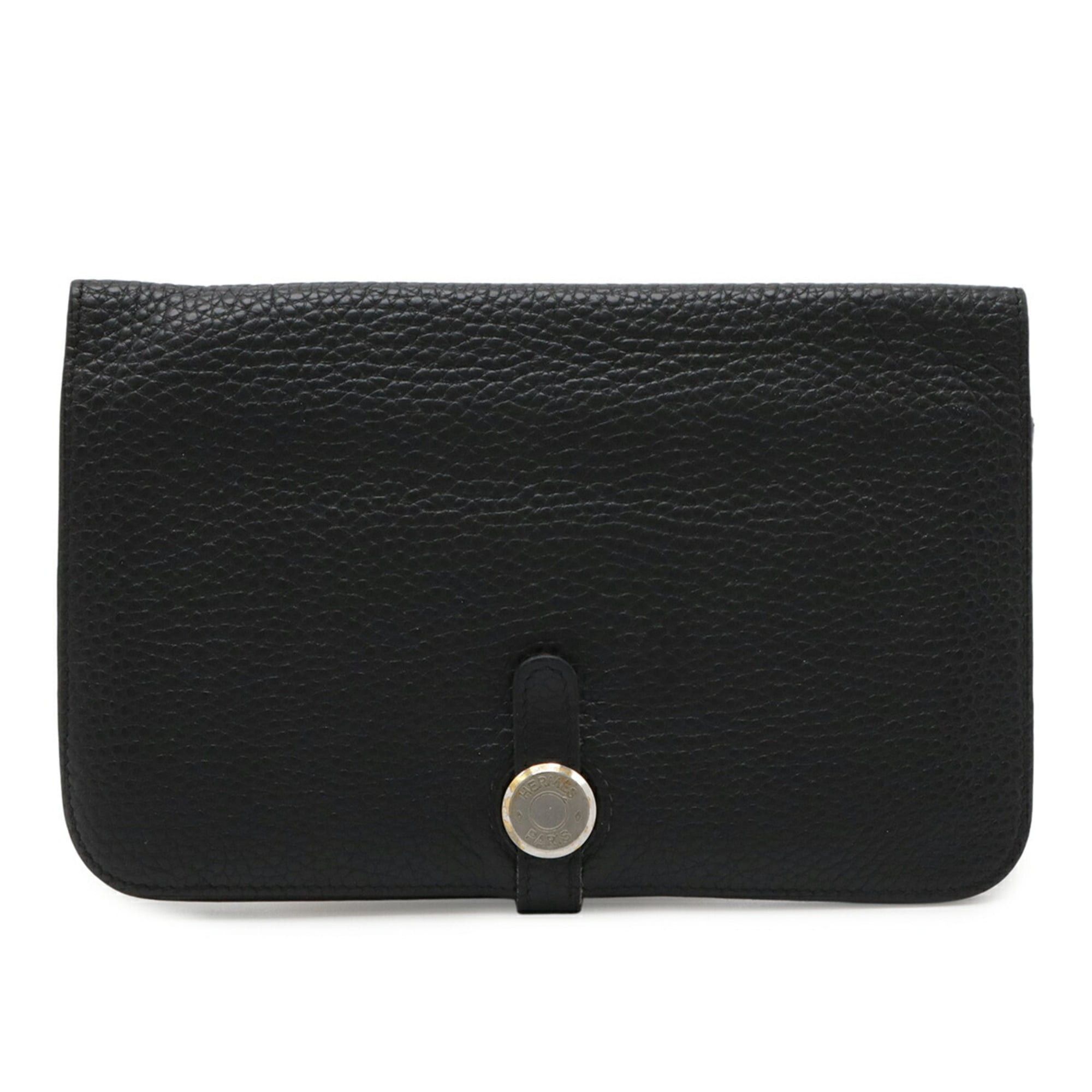 Hermes HERMES Dogon Duo GM Bi-fold Long Wallet, Taurillon Clemence Leather, Black, Coin Pocket, □R Stamp Size ONE SIZE - 1 Thumbnail