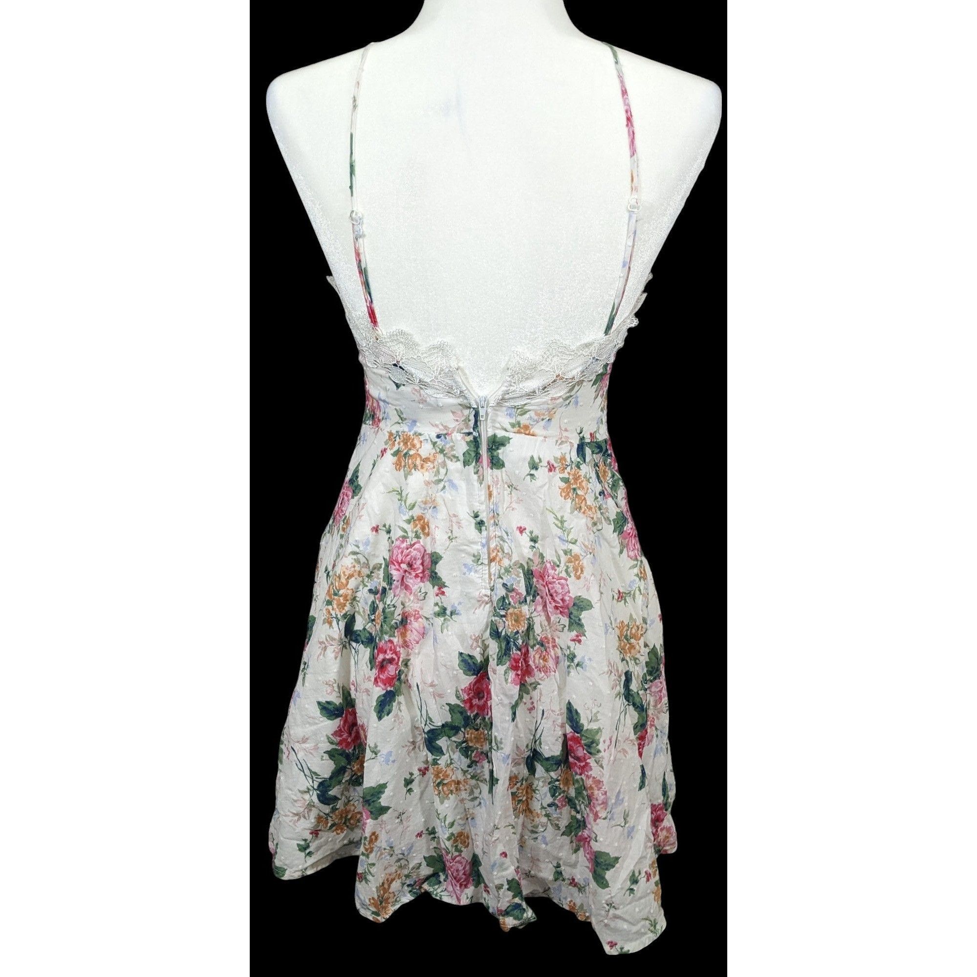 Other 90s Style Floral Lace Waist Halter Dress by City Studio Size S / US 4 / IT 40 - 2 Thumbnail