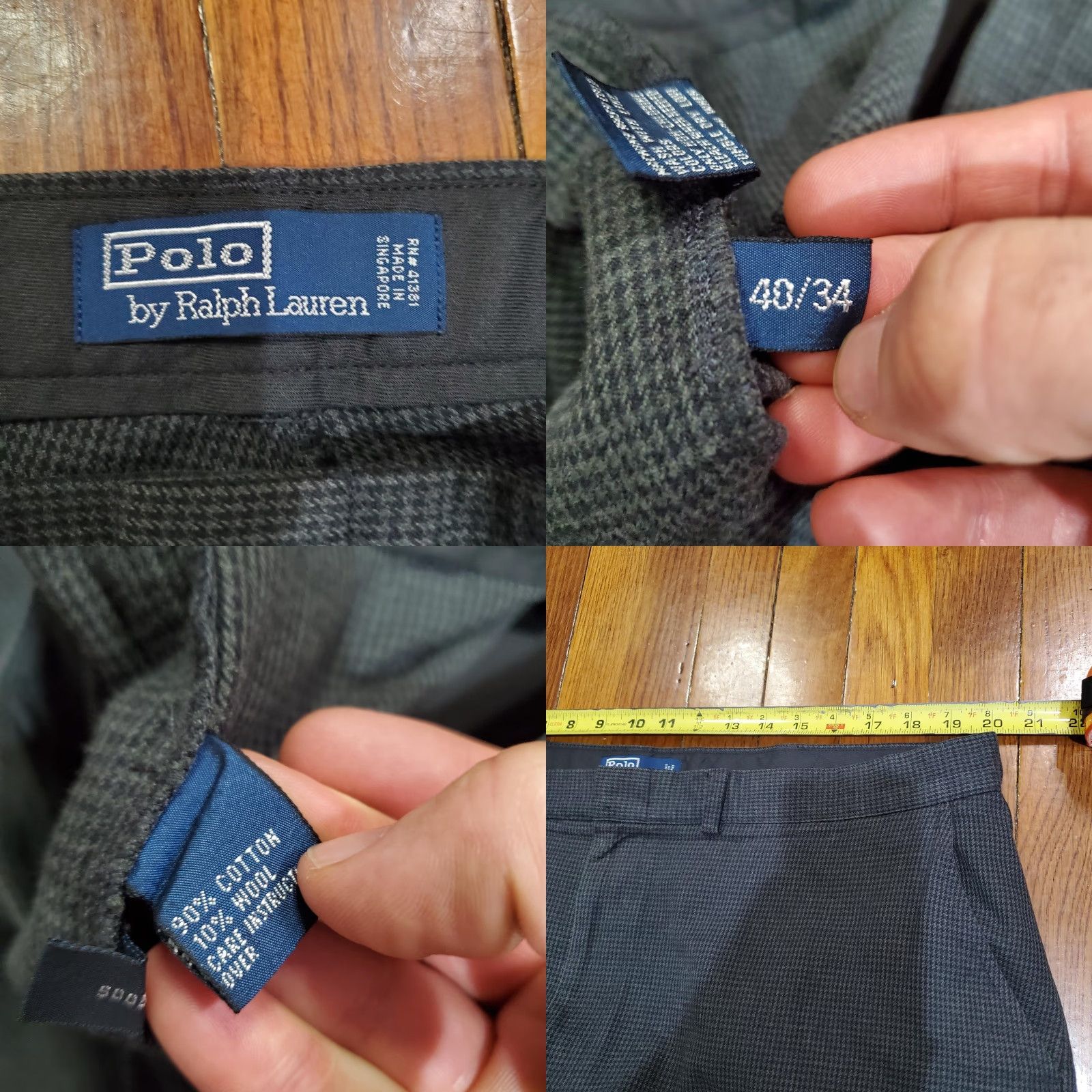 Polo Ralph Lauren Polo by Ralph Lauren Dress Pants Mens 40x32 Gray Tweed Check Wool Business Pants Size US L / EU 52-54 / 3 - 8 Thumbnail