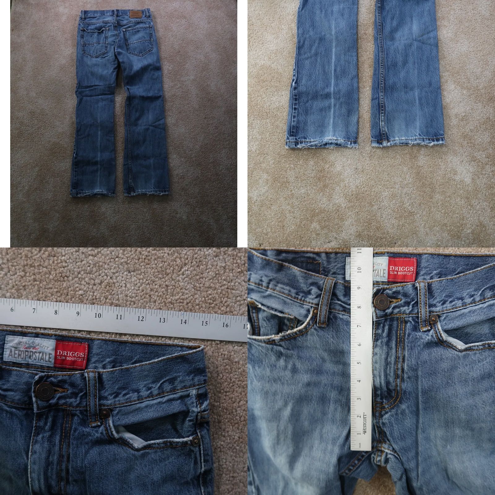 Vintage Aeropostale Jeans men’s 28x30 Blue Denim Bootcut Distressed 5-Pocket Regular Rise Mid Size US 28 / EU 44 - 8 Thumbnail