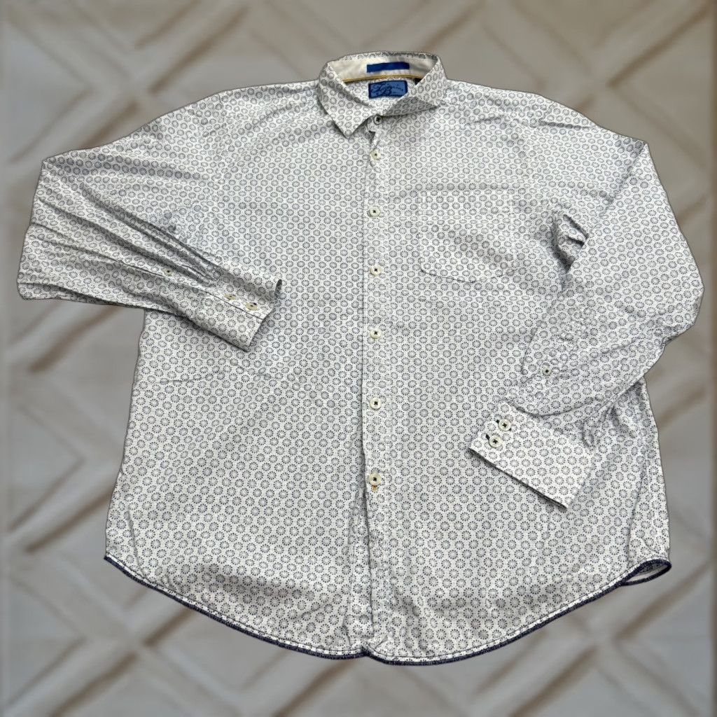 Tommy Bahama Tommy Bahama Button-Down Shirt Mens M Denim Blue Geometric Casual Shirt Size US M / EU 48-50 / 2 - 1 Thumbnail