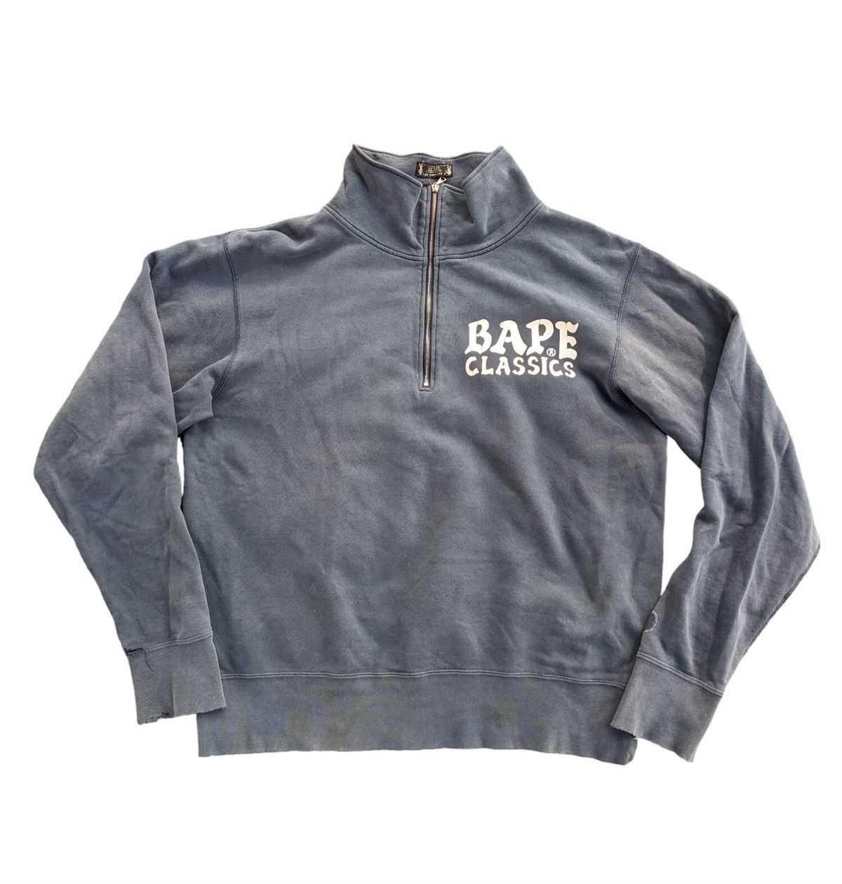 Pre-owned Bape X Vintage Bape Classics Half Zip Sweatshirt In Navy