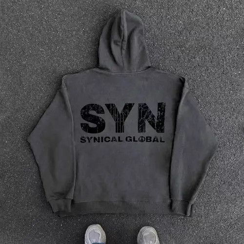 Japanese Brand Vintage SYN Monogram Print Loose Casual Hooded Sweatshirt Size US XL / EU 56 / 4 - 1 Thumbnail