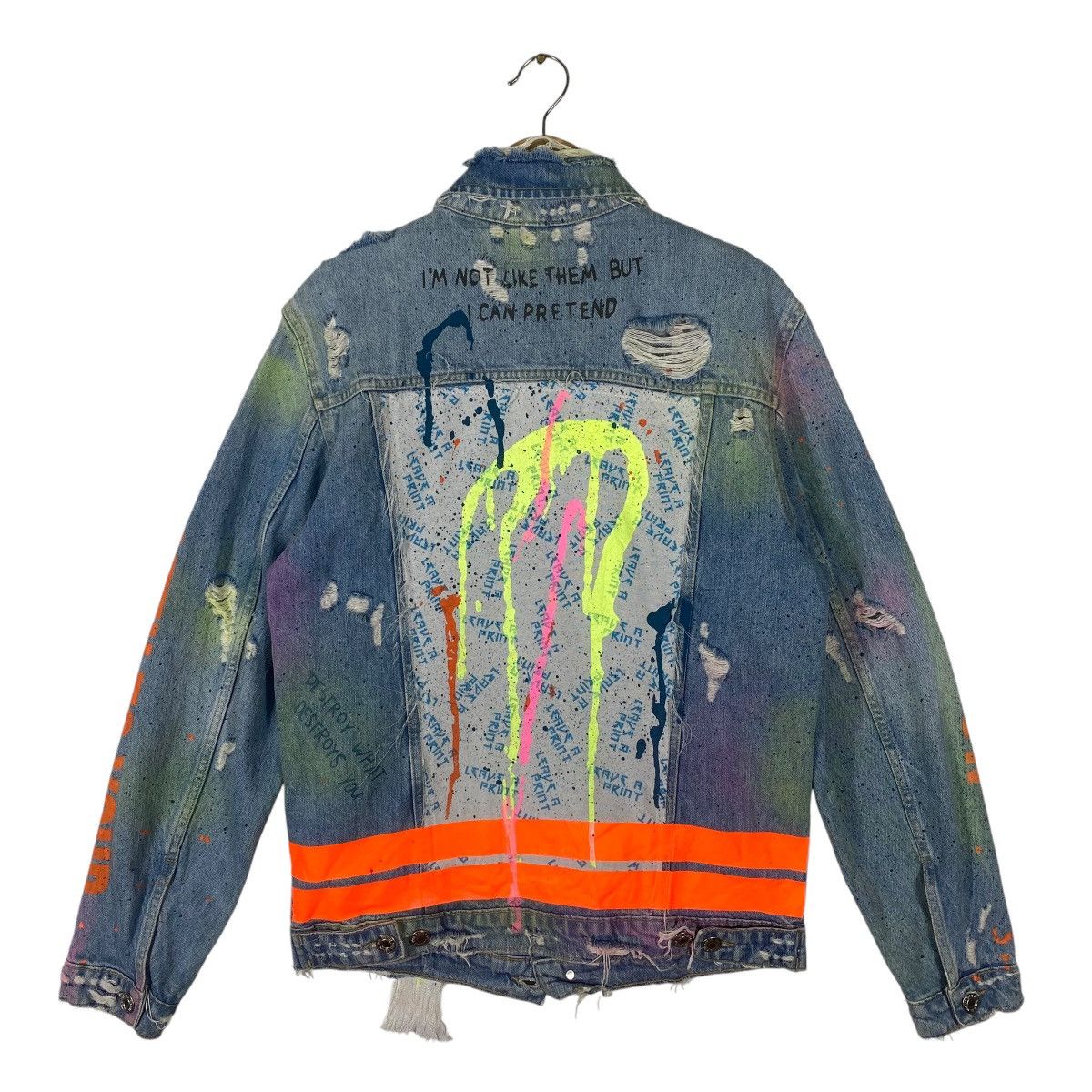 Zara Zara Distressed Denim Trucker Painted Jacket M Size Size US M / EU 48-50 / 2 - 13 Thumbnail