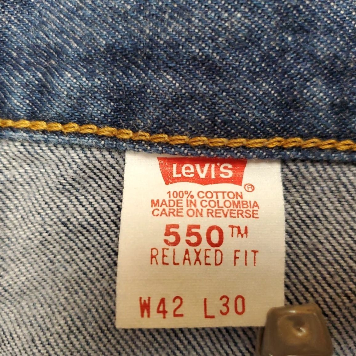 Denime VINTAGE Levis 550 Jeans Men 42x30 Blue Denim Relaxed Fit Straight 90s Y2k Mens Jeans Size US 42 / EU 58 - 4 Thumbnail