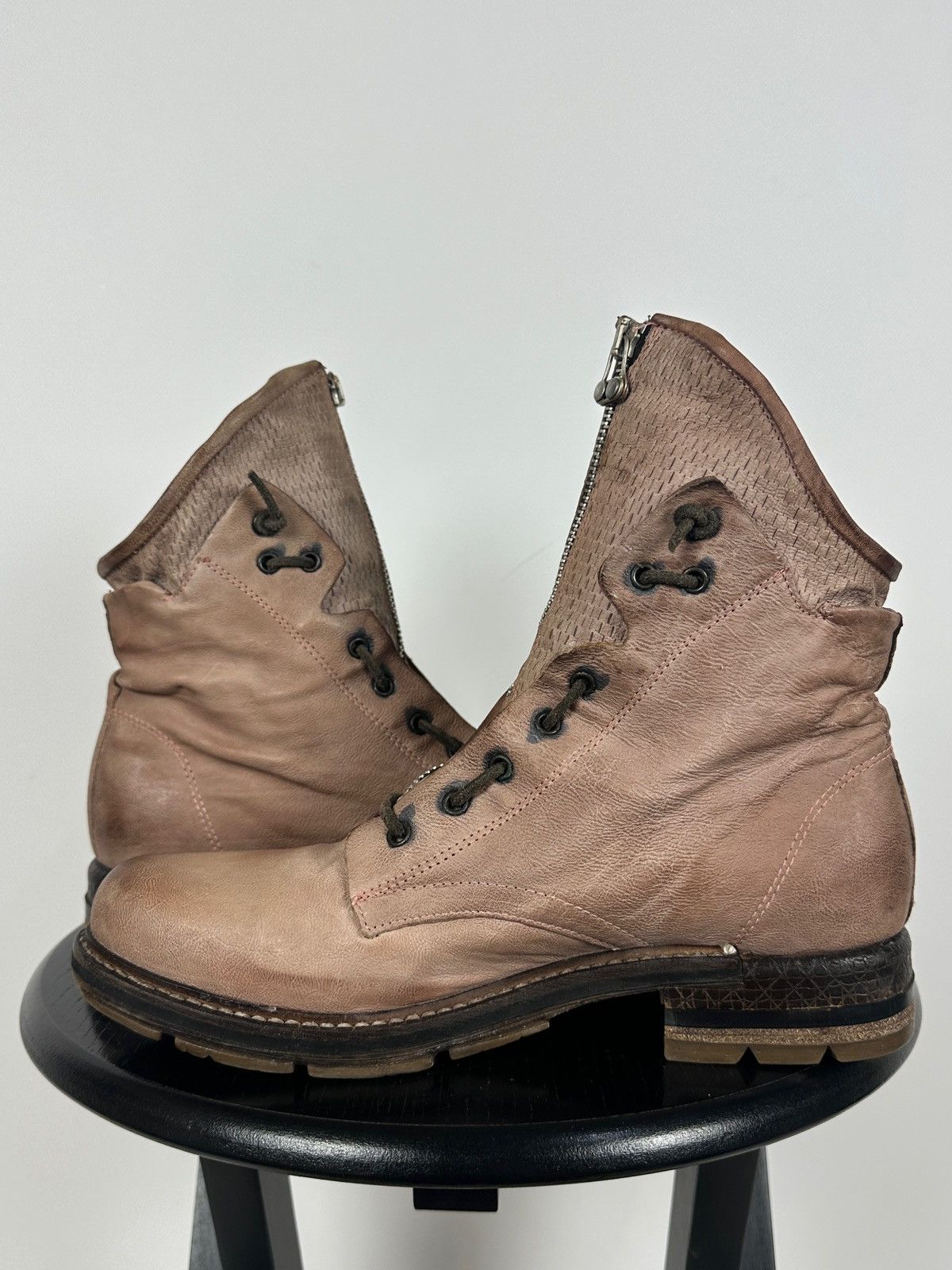 A.S.98 A.S.98. Airstep Leather Front Zip Biker Combat Ankle Boots Size US 10 / IT 40 - 10 Thumbnail