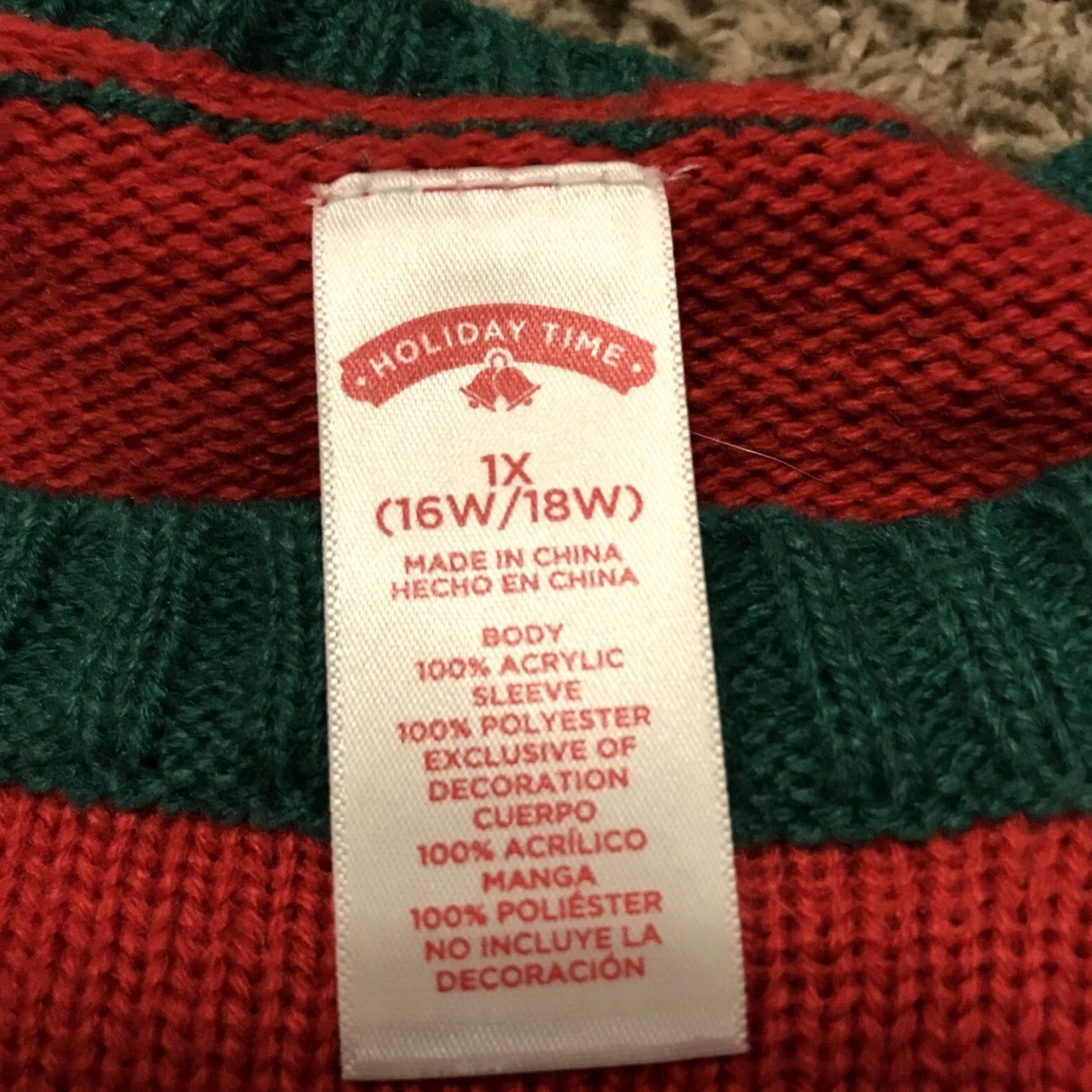 Vintage Women Red Sequin Santa Claus & Unicorn Tinsel Holiday Christmas Sweater 1X B3 Size XL / US 12-14 / IT 48-50 - 2 Thumbnail