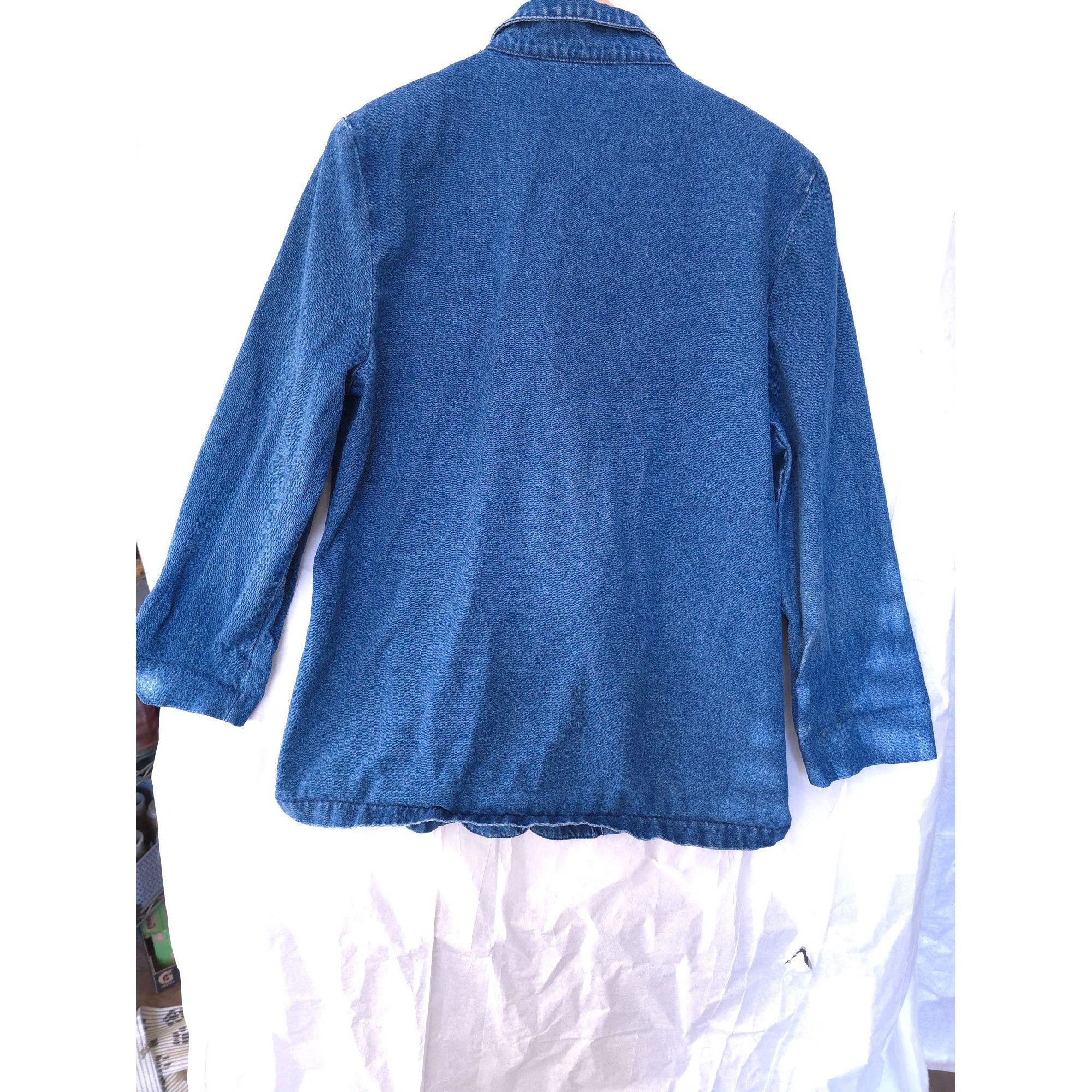Vintage Joanna Women's Denim Blazer Jacket Button Closure Ruffled Co Size M / US 6-8 / IT 42-44 - 4 Thumbnail