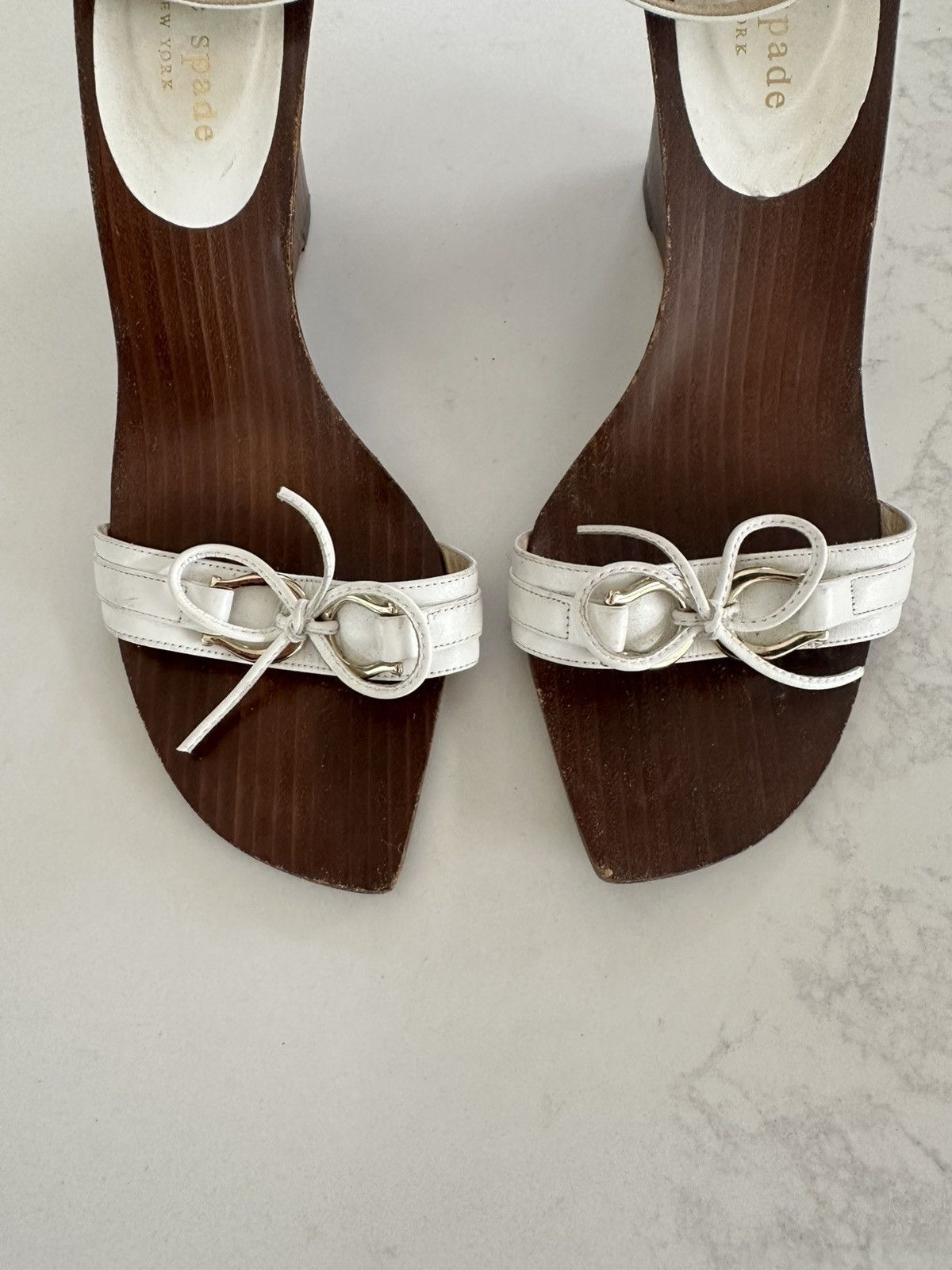 Kate Spade Kate Spade Women's Firey White Leather Wedge Sandal Size 8.5 Size US 7.5 / IT 37.5 - 3 Thumbnail
