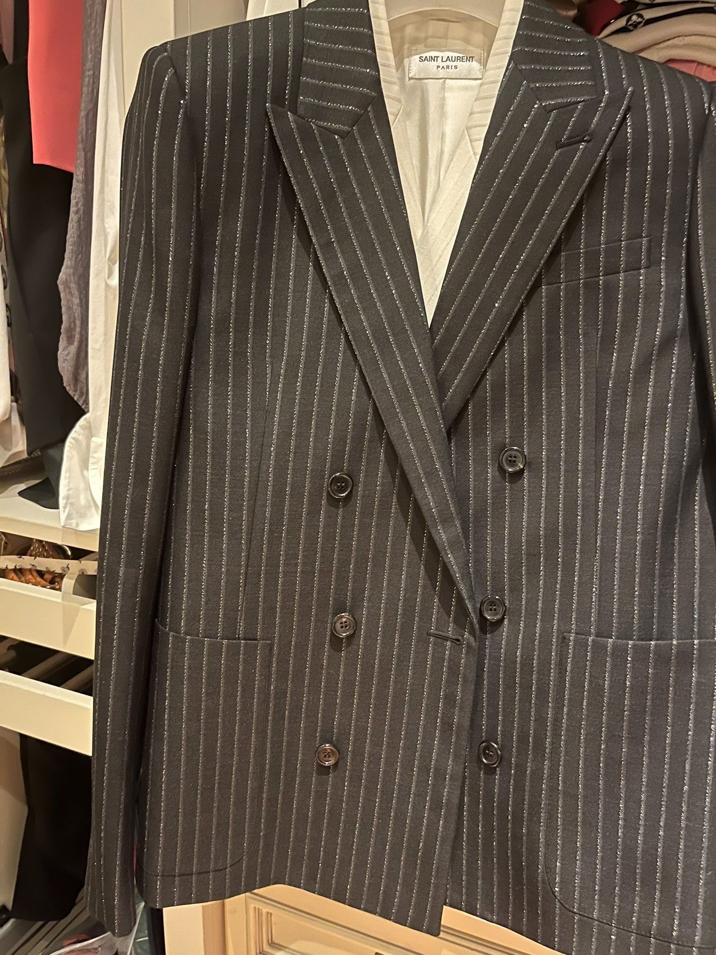 Saint Laurent Paris Saint Laurent SLP Silver Thread Suit Size US M / EU 48-50 / 2 - 2 Thumbnail