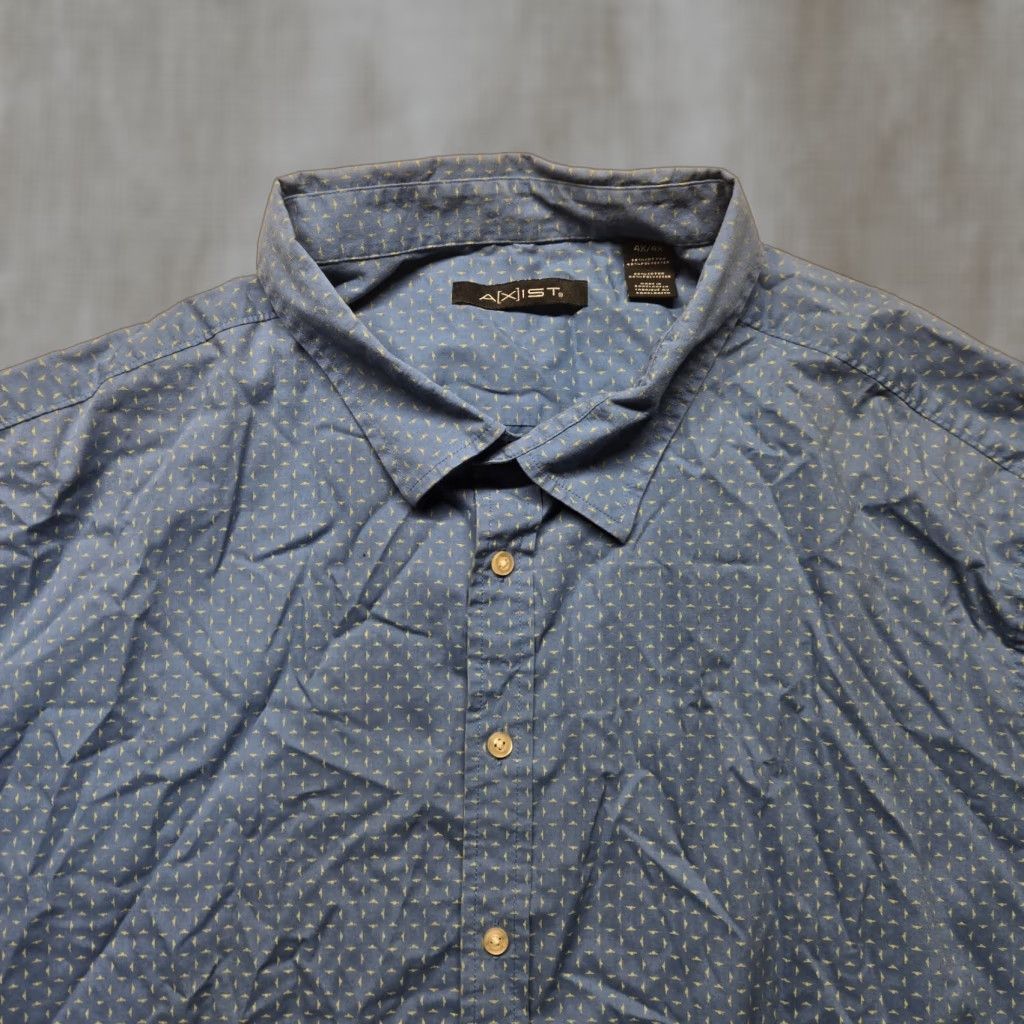 Vintage Axist Shirt Adult Men 4X Blue Button-Up Short Sleeve Striped Collared Classic Pocketed 4X Mens Blues Shirt Axist 4X Big & Tall Buttons Business Casual Size US XXL / EU 58 / 5 - 1 Thumbnail