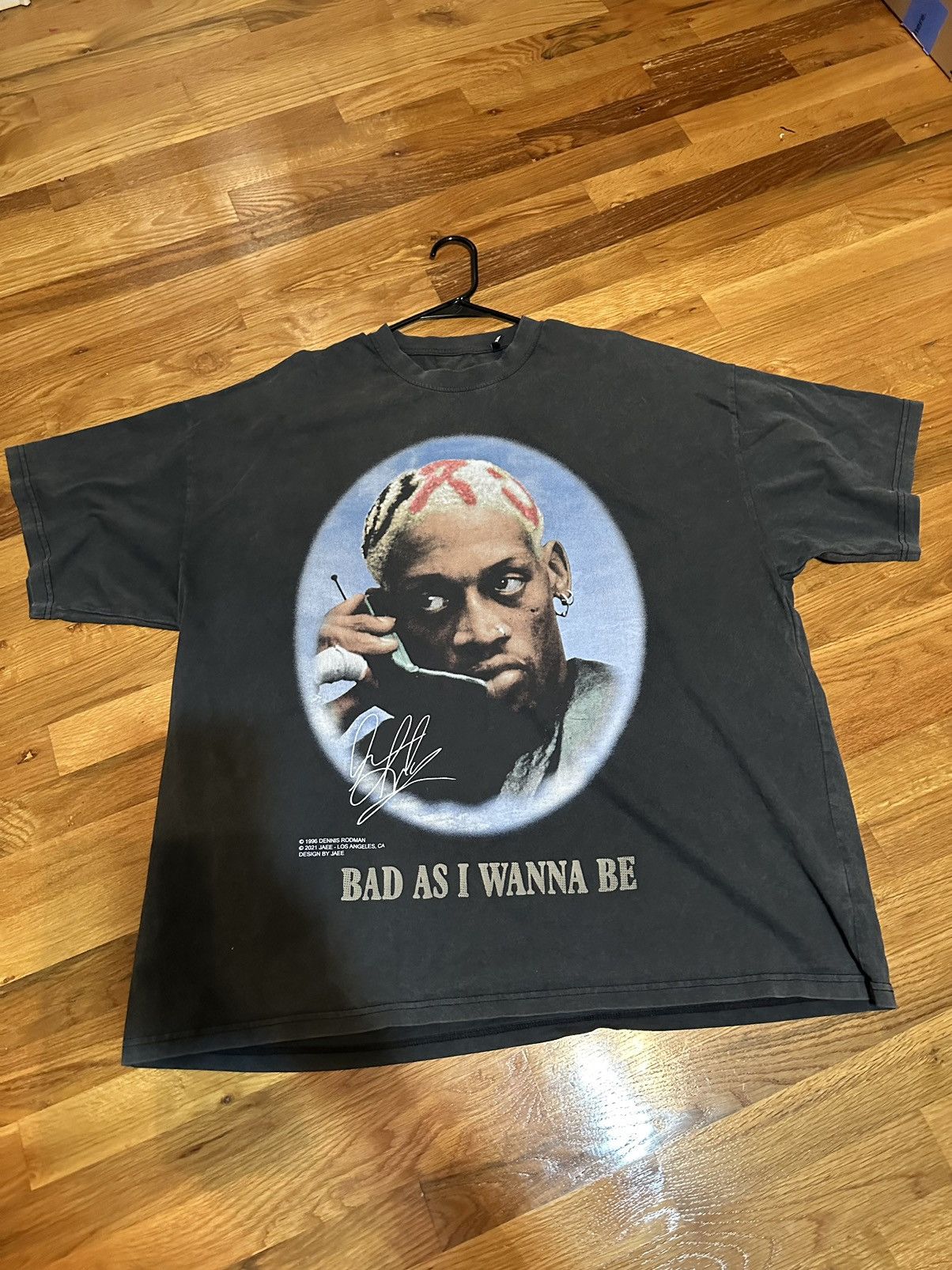 image of Jaee Editz Dennis Rodman Tee in Grey, Men's (Size 2XL)