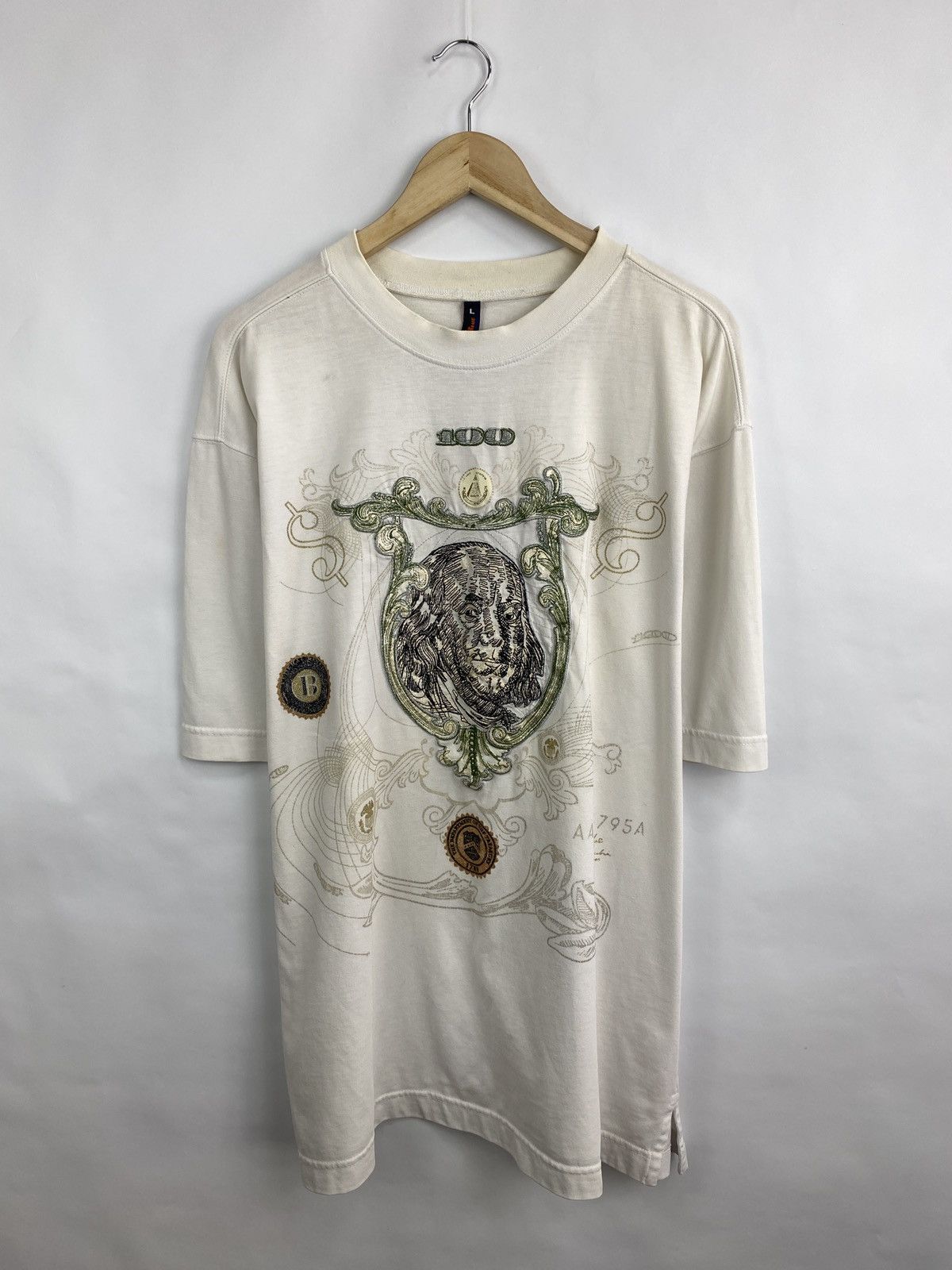 4GSELLER 💸 Vintage 90s Benjamin Franklin 100 Hundred Dollar T-Shirt Size US XL / EU 56 / 4 - 2 Thumbnail