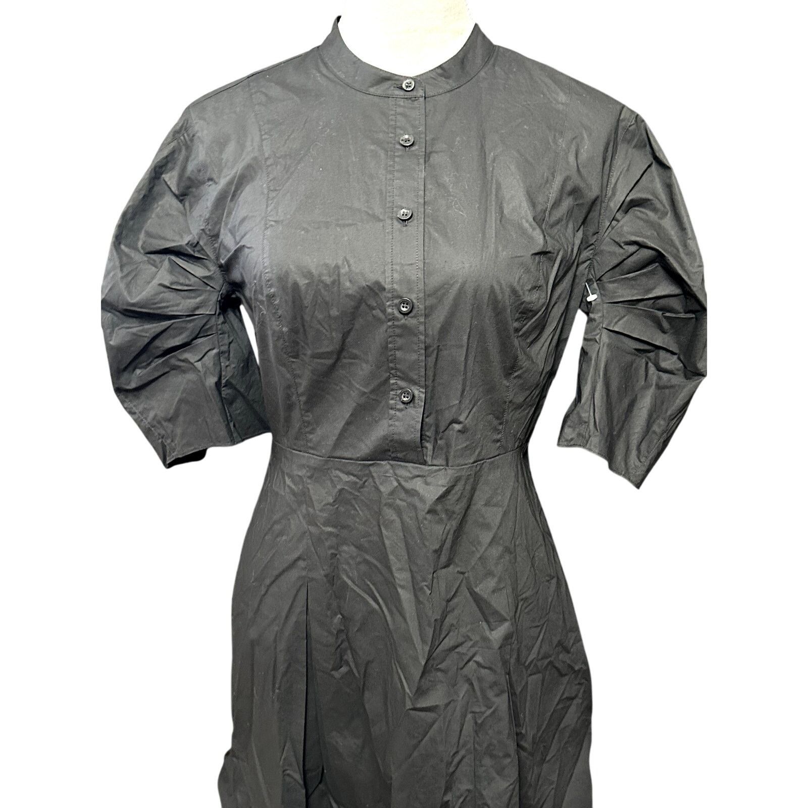 Frame Frame Mini Dress Mock Collar Button Pleated Black S NWOT Size S / US 4 / IT 40 - 3 Thumbnail