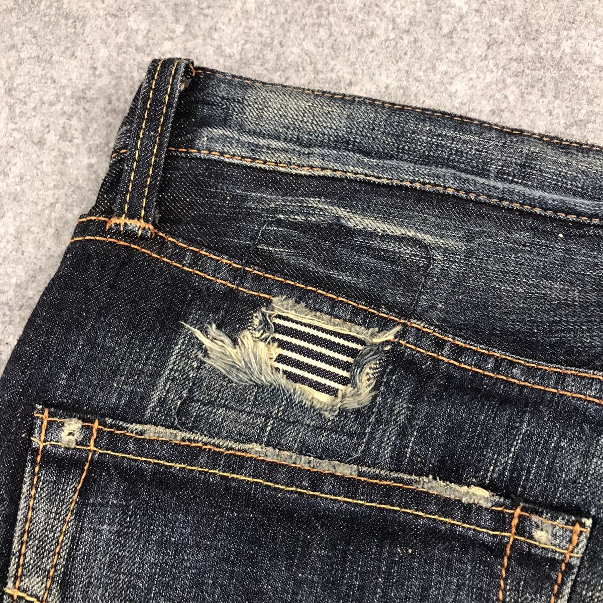 If Six Was Nine × Le Grande Bleu (L.G.B.) RIPPED DISTRESSED PATCHWORK EDWIN JAPANESE DENIM PANTS Size US 30 / EU 46 - 18 Thumbnail