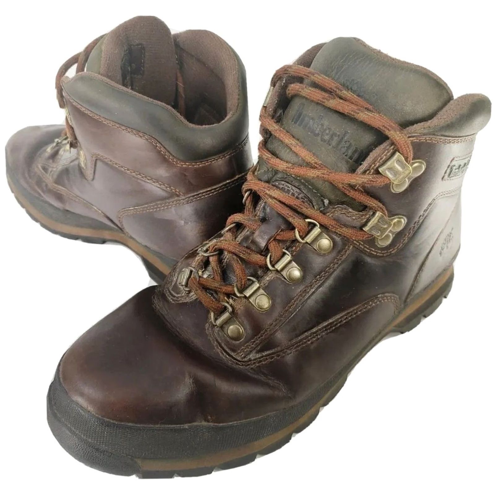 Timberland VINTAGE Timberland Eurohiker Ankle Boot Mens 10.5W Wide Brown Leather Hiking Trail Work Shoes Size US 10 / EU 43 - 2 Thumbnail