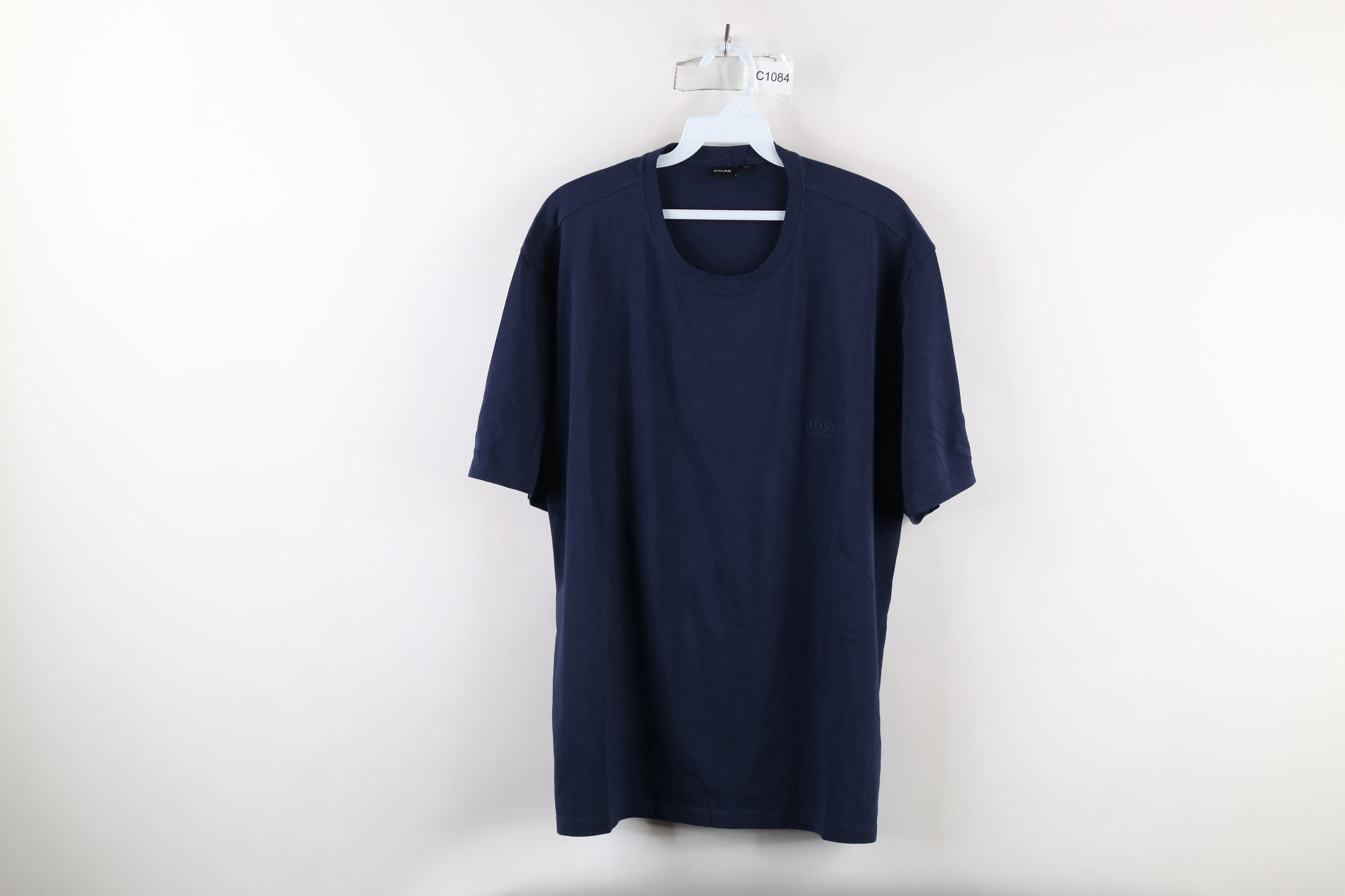 Hugo Boss × Vintage Hugo Boss Spell Out Stretch Short Sleeve T-Shirt Navy Blue Size US XL / EU 56 / 4 - 1 Thumbnail