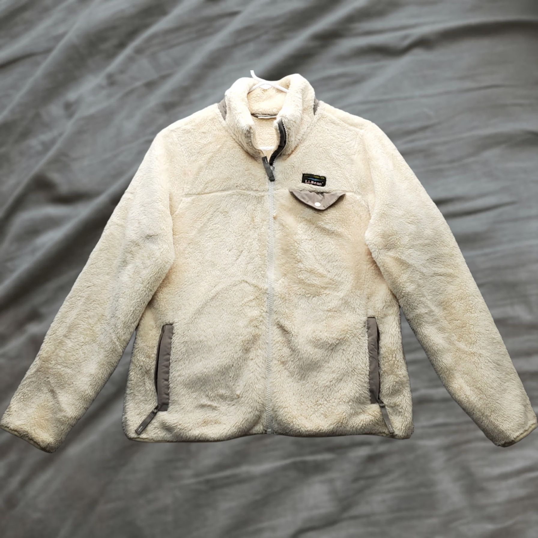 Vintage L.L. Bean Hi-Pile Fleece Jacket Womens Petite Small Tan Elbow Patch Full Zip Shirt Womens Size PS Tan Outdoor Pocket Zipper Vintage: No Size S / US 4 / IT 40 - 1 Thumbnail