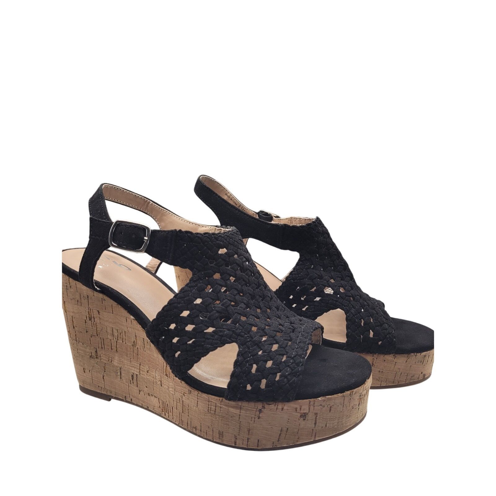 No. 6 Mix No 6 Black Wedge Sandals 4" Heel Like New! Sz 8.5M Size US 8.5 / IT 38.5 - 3 Thumbnail