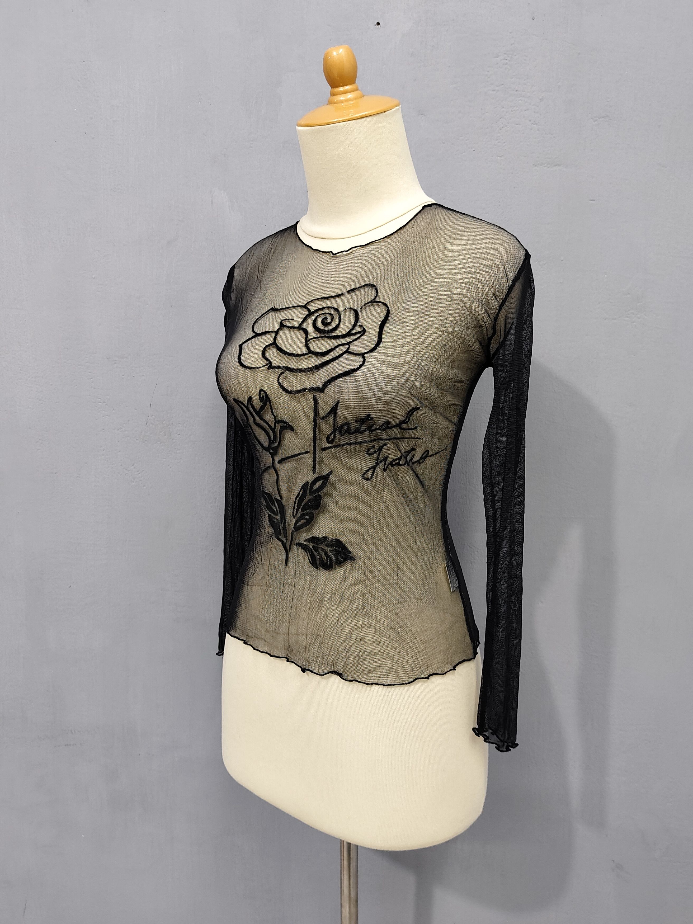 Japanese Brand Ichioku🇯🇵 Gothic Sheer Stretch Mesh Rose Layering Top Size M / US 6-8 / IT 42-44 - 3 Thumbnail