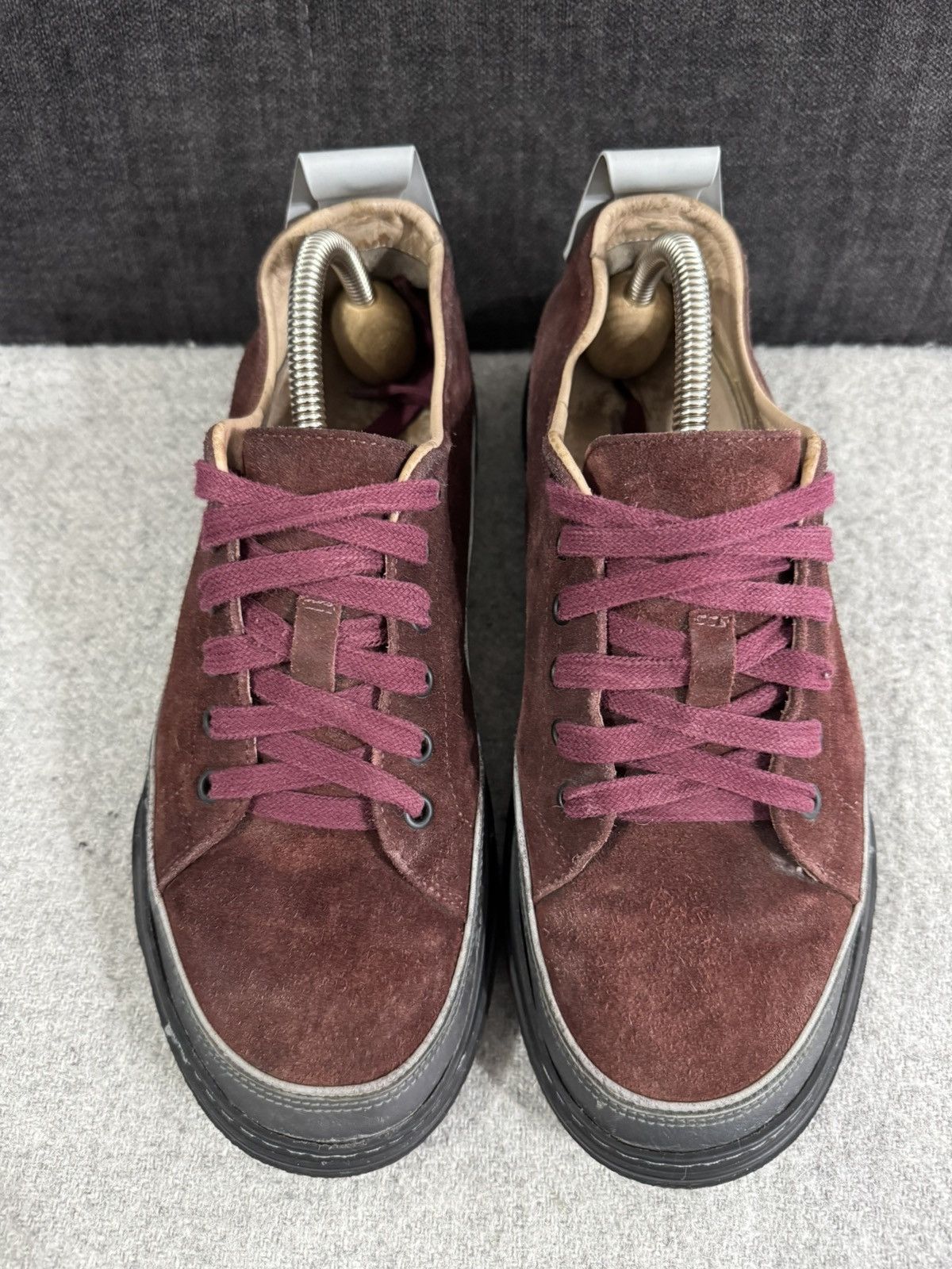 Lanvin Lanvin L Low Top Suede Leather Burgundy Sneakers UK7 41 Size US 8 / EU 41 - 4 Thumbnail