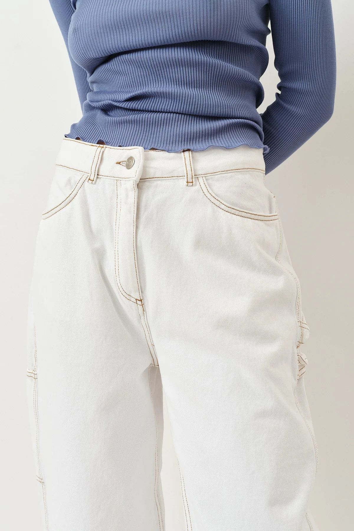 Saks Potts o1s22i1n0924 Organic Denim Helle Jeans in White Size 27" / US 4 / IT 40 - 7 Thumbnail