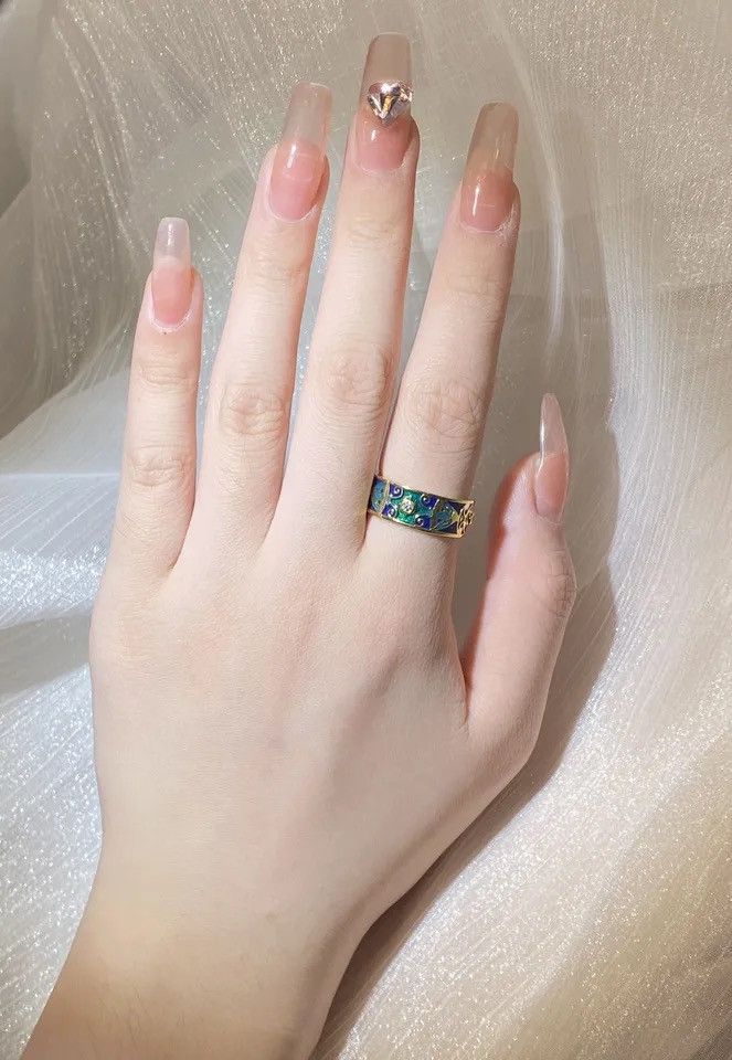 Jewelry × Vintage 18k Gold Creative Handmade Enamel Ring Size ONE SIZE - 5 Thumbnail