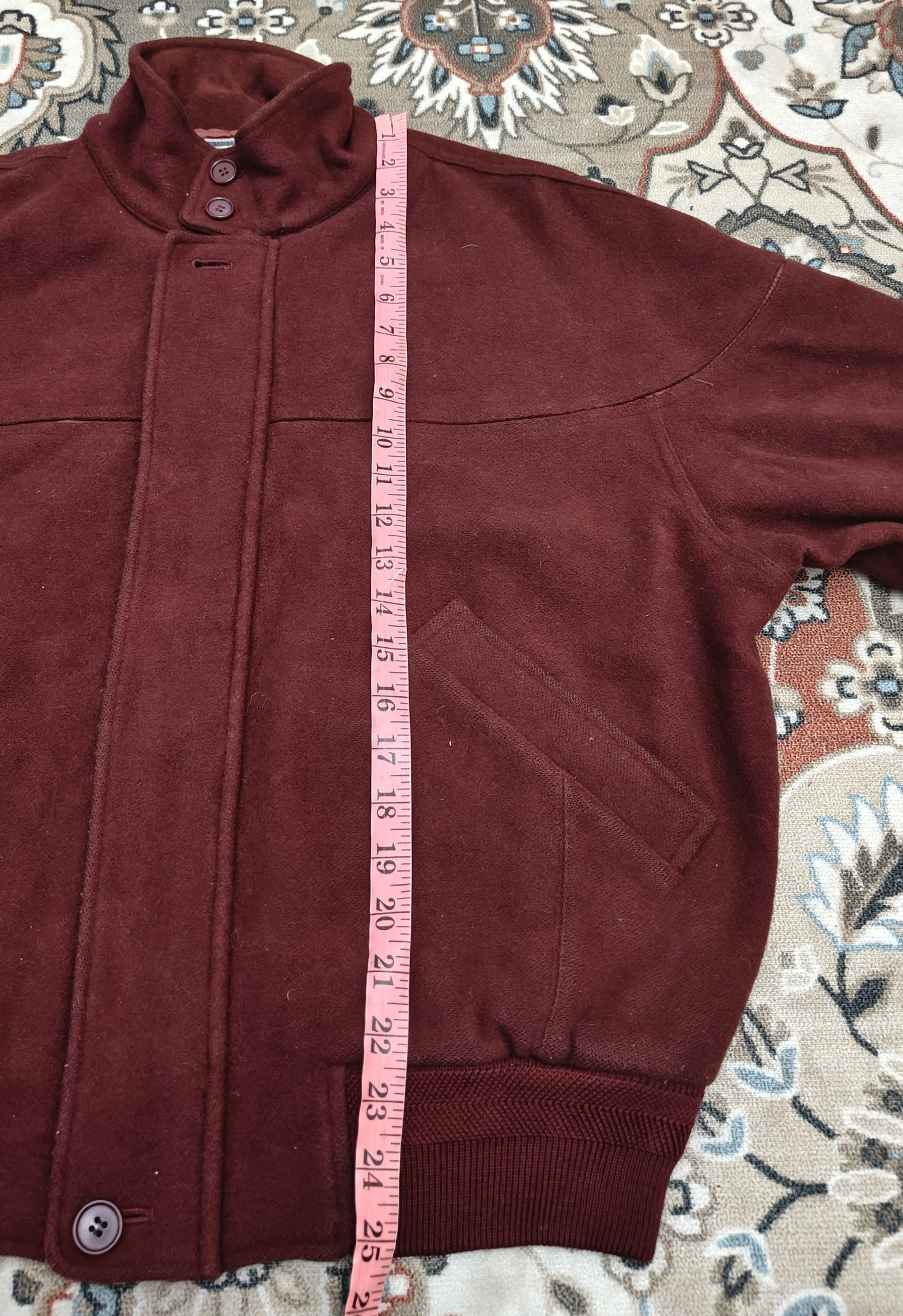 Japanese Brand Vintage Maroon Wool Bomber JAcket Size US M / EU 48-50 / 2 - 6 Thumbnail