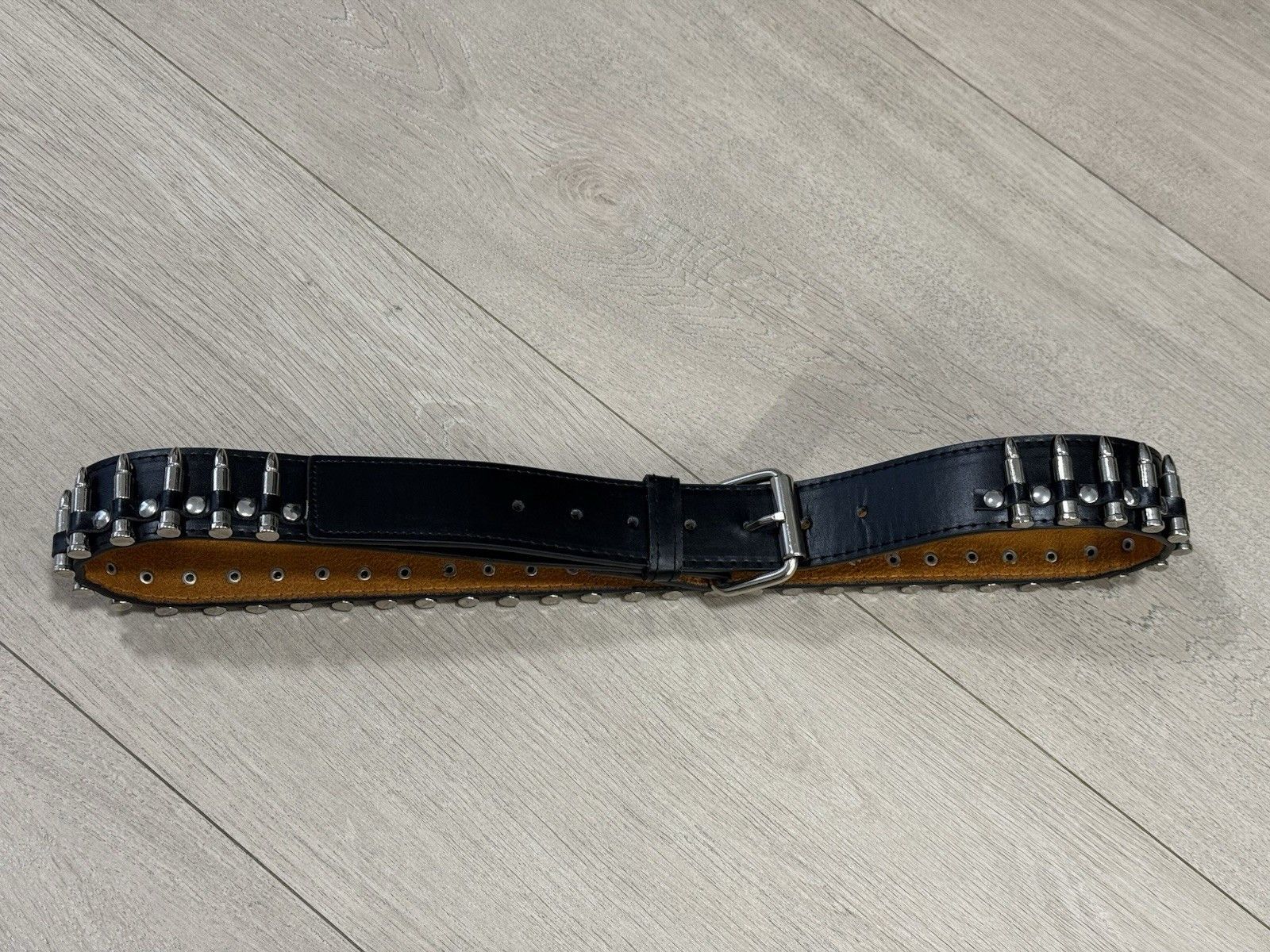Vintage Funky Punk London Leather Belt Bullet y2k Festival Gothic Size 34 - 3 Thumbnail
