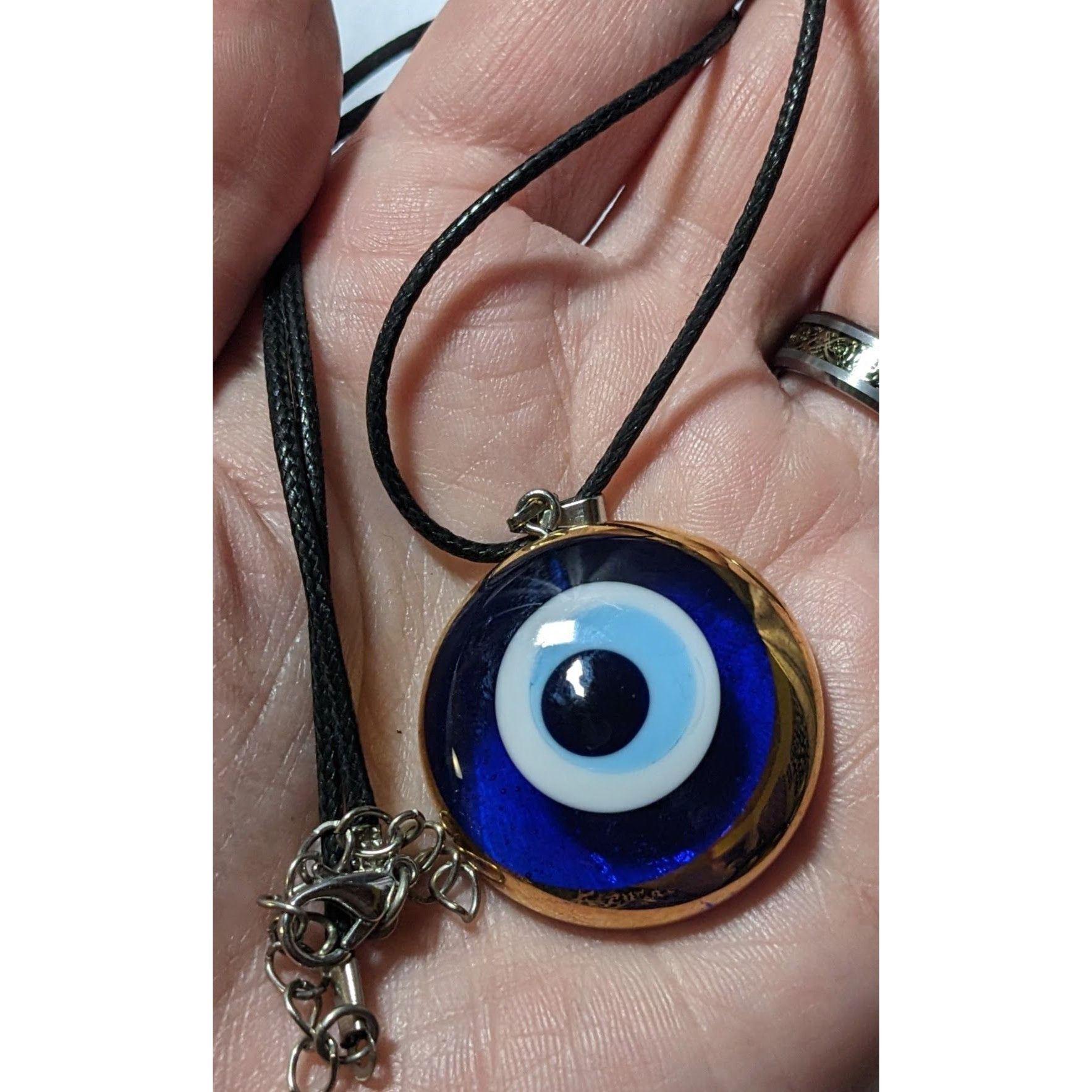 Other Glass Evil Eye Blue And Gold Pendant Necklace Size ONE SIZE - 11 Thumbnail