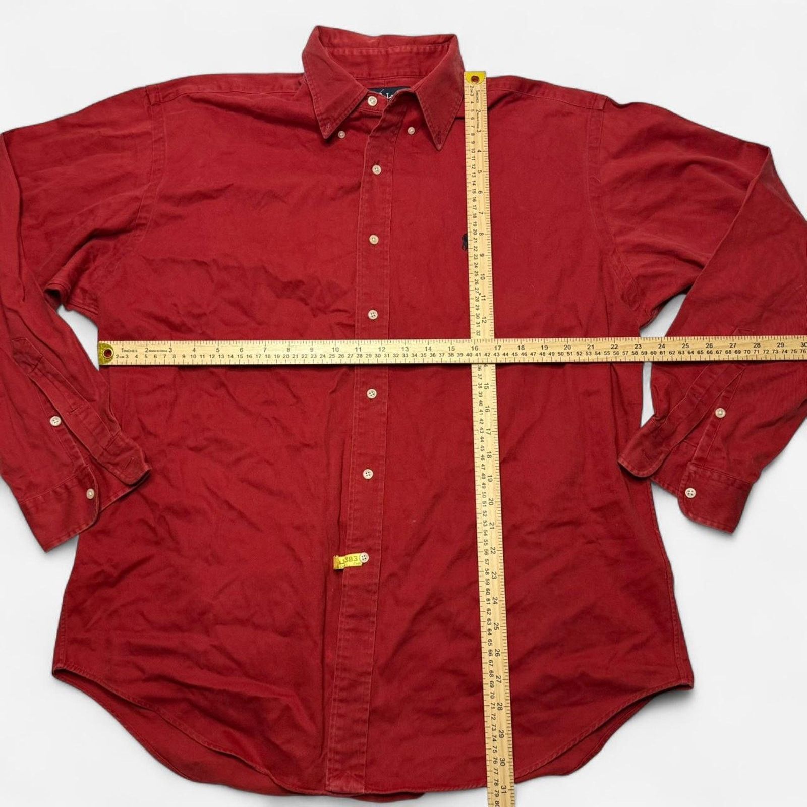 Ralph Lauren Ralph Lauren Blake Red Cotton Button Long Sleeve Shirt Men L Size US L / EU 52-54 / 3 - 6 Thumbnail