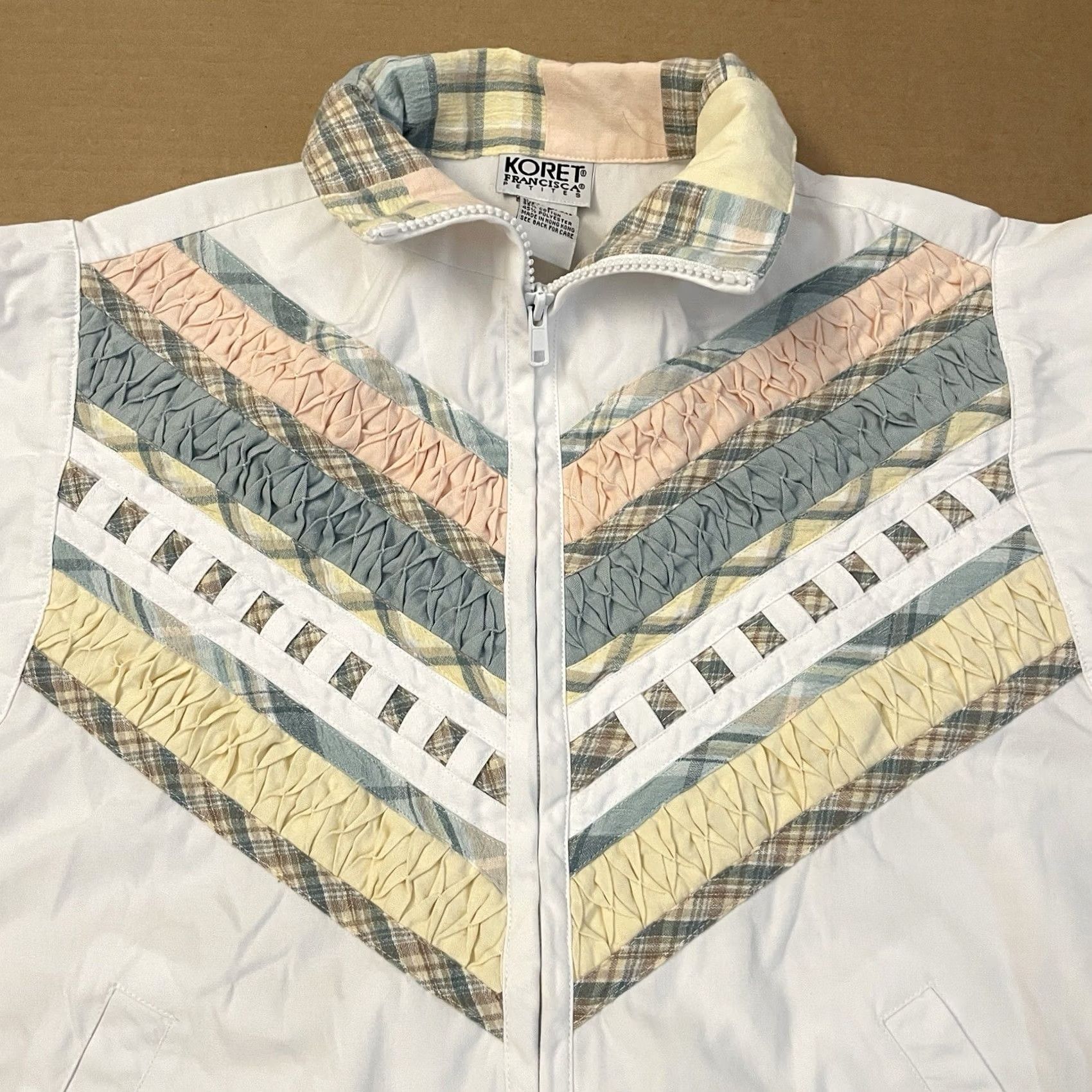 Vintage Koret Francisca Jacket Womens Medium White Full Zip Embroidery 90s Y2K Ladies Size M / US 6-8 / IT 42-44 - 2 Thumbnail