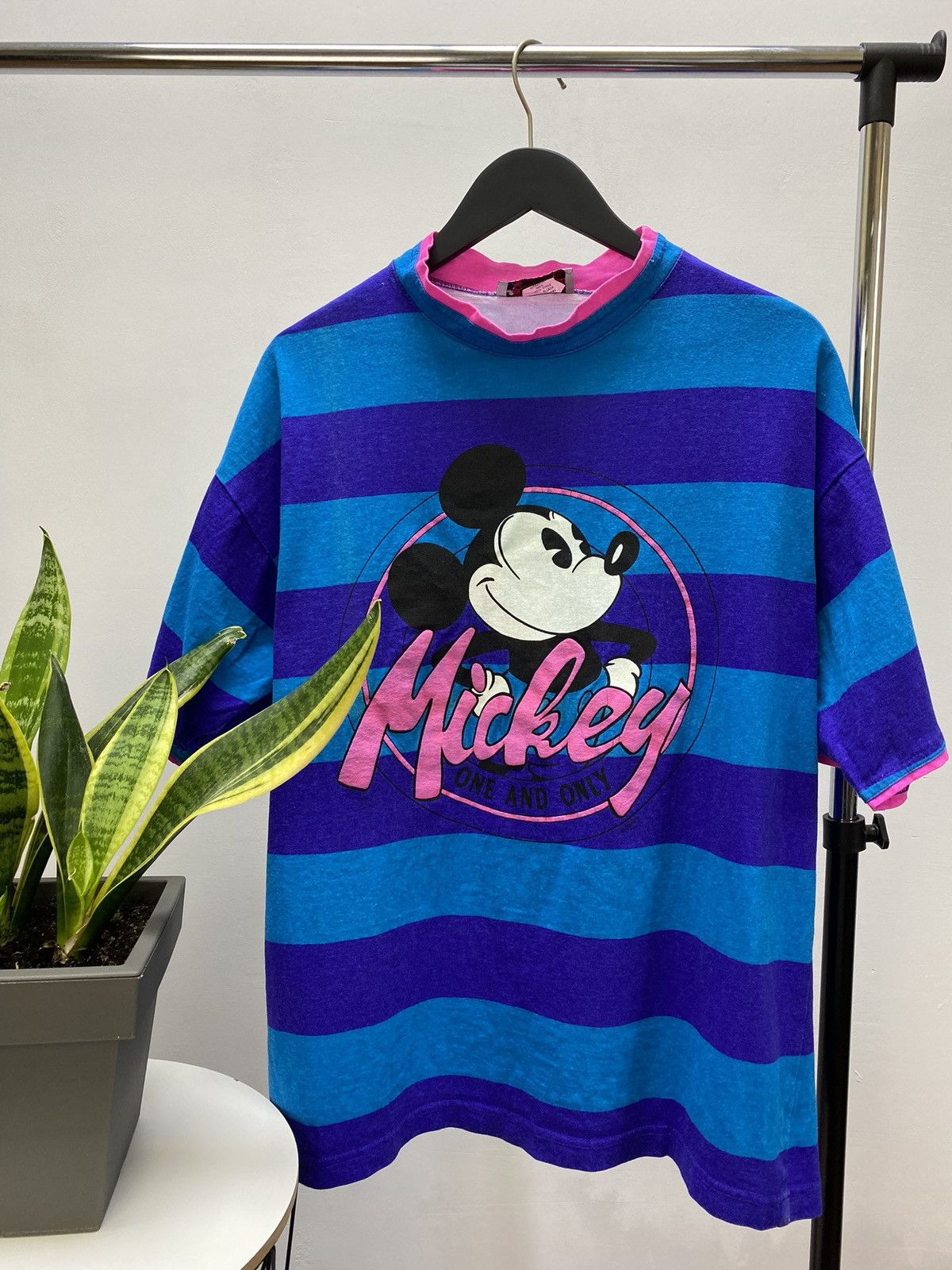 Disney Vintage 90s Disney Mickey Mouse Striped T Shirt USA Size US M / EU 48-50 / 2 - 1 Thumbnail