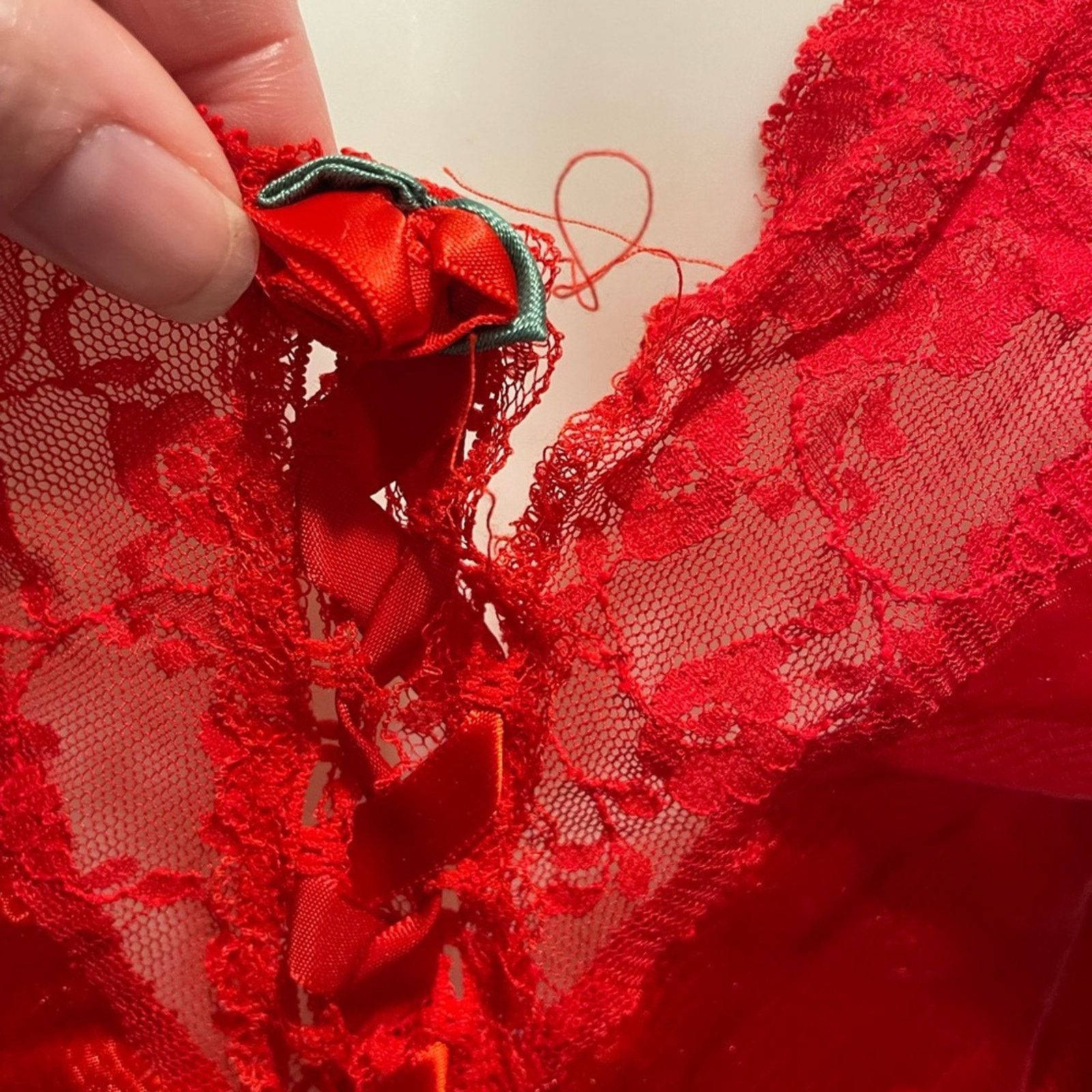 Vintage Shirley of Hollywood Vintage Women's Medium Red Lace Teddy Size ONE SIZE - 4 Thumbnail