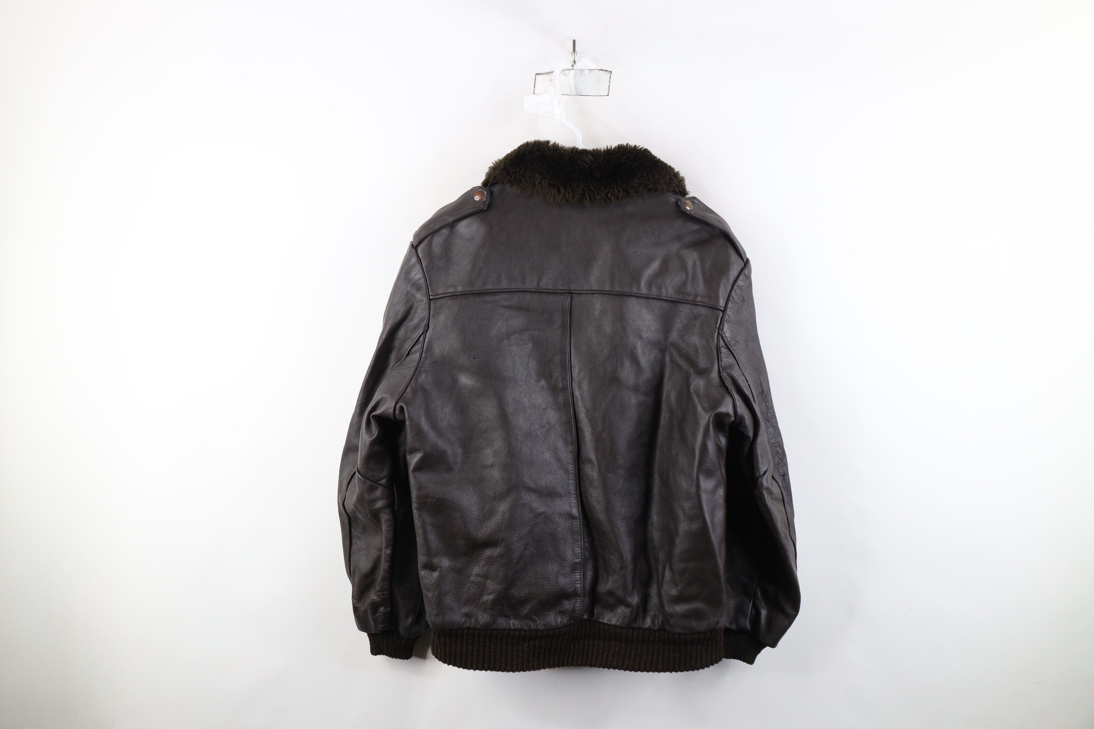 Vintage Vintage 70s Streetwear Leather Flight Bomber Jacket Brown US Size US XL / EU 56 / 4 - 13 Thumbnail