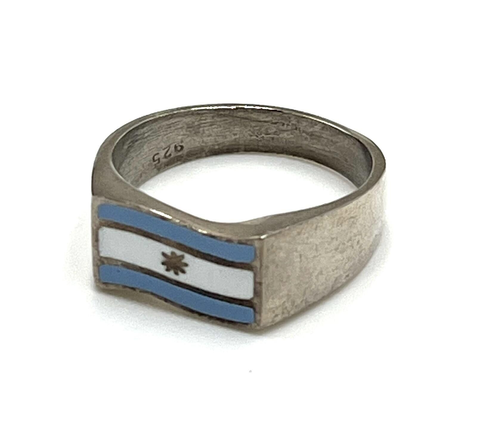Other Argentina Flag Chunky Signet Ring in Sterling Silver Size ONE SIZE - 1 Thumbnail