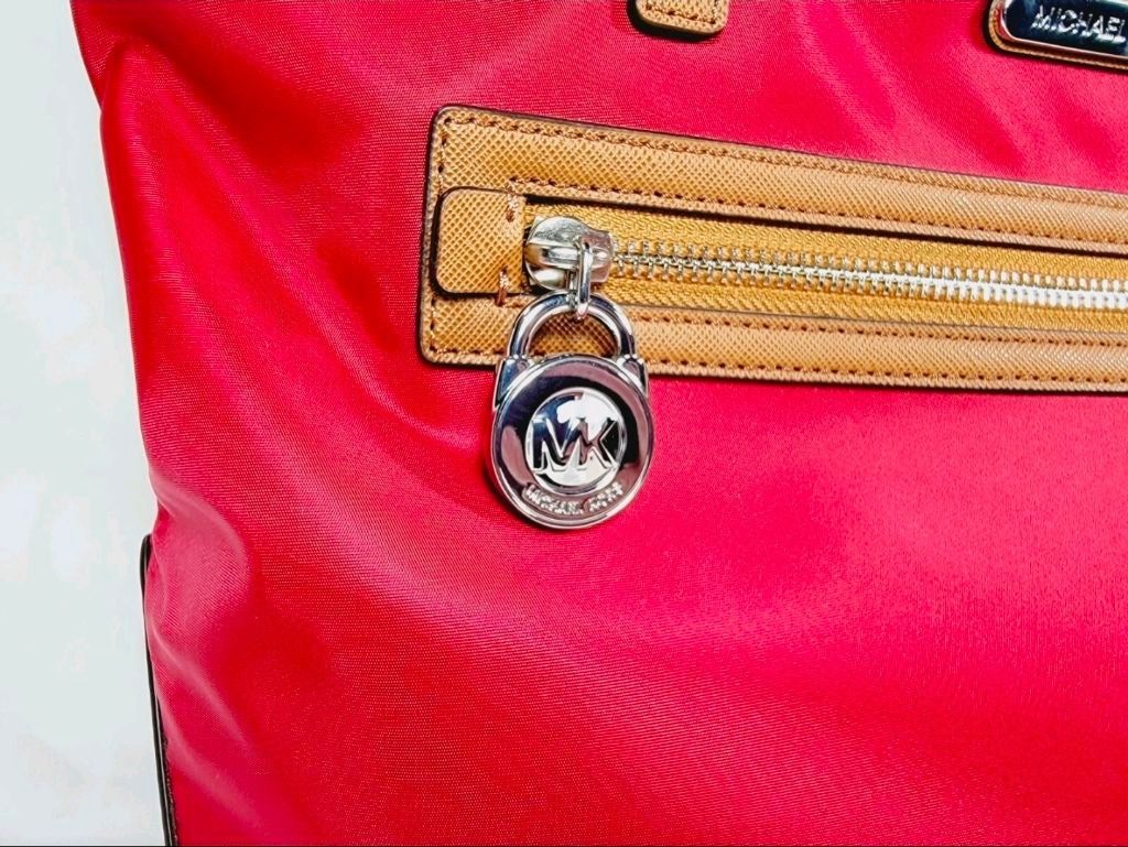 Michael Kors Women's Michael Kors Red & Brown Nylon Tote Bag Size ONE SIZE - 2 Thumbnail