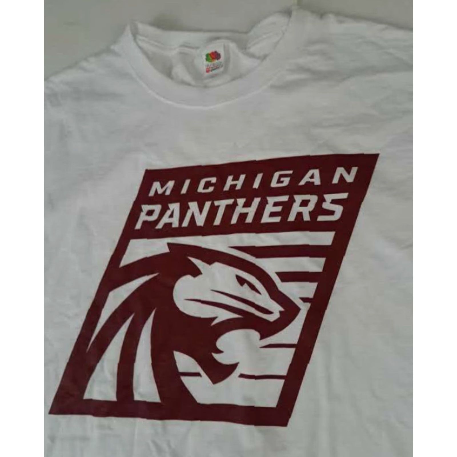 Fruit Of The Loom VINTAGE Michigan Detroit Panthers USFL White Fruit of the Loom Large T-Shirt Unisex Adults L Short Sleeve White Sports Mens Womens Boys Girls Size US L / EU 52-54 / 3 - 3 Thumbnail