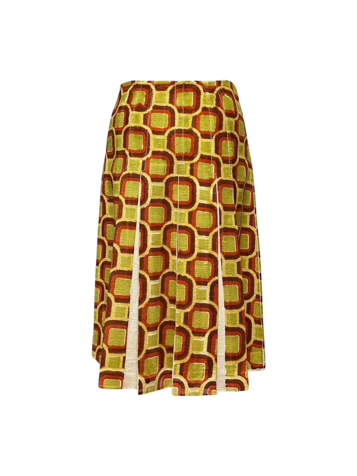 Prada PRADA Spring Summer 2005 Geometric Print Pleated Midi Skirt Size 27" / US 4 / IT 40 - 2 Thumbnail