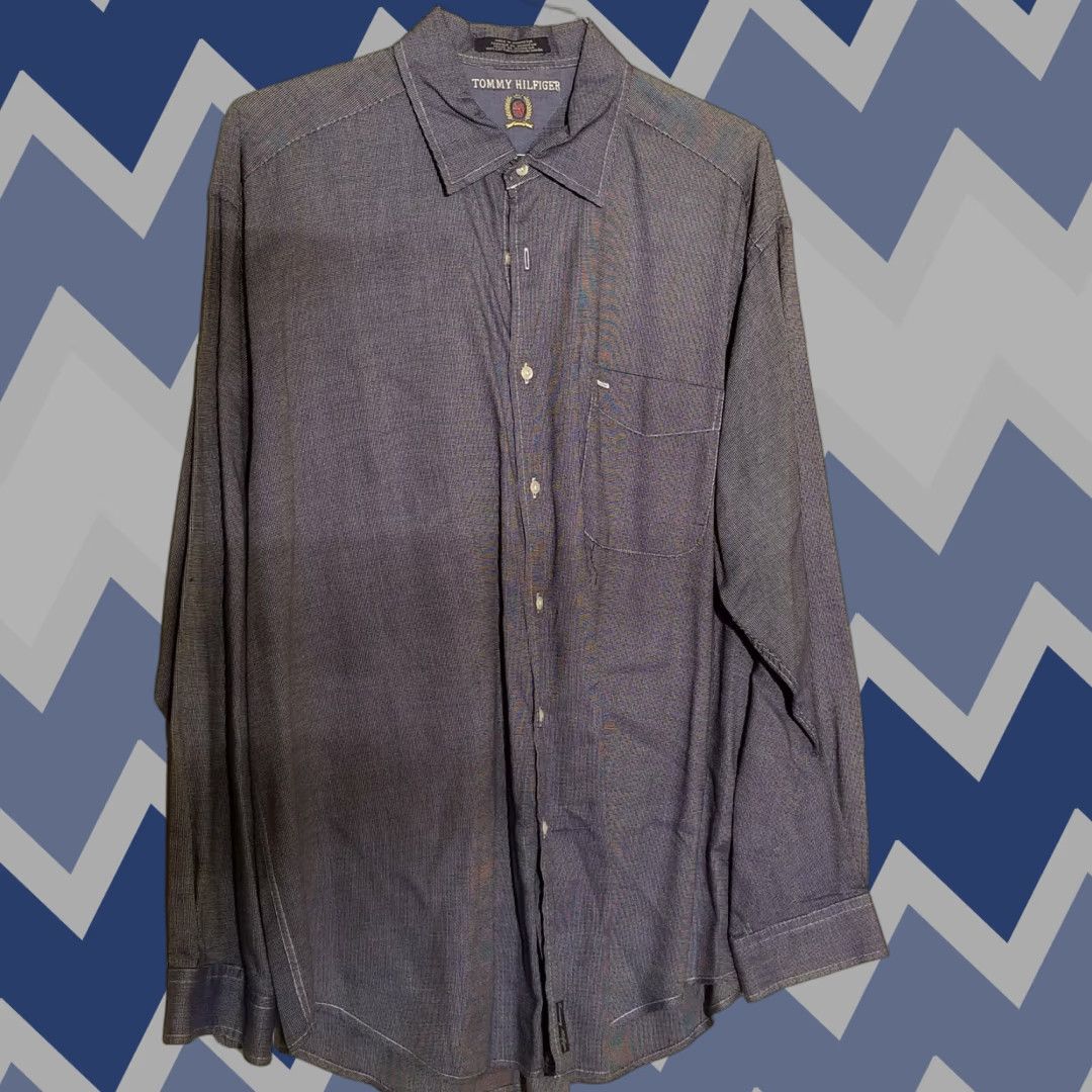 Tommy Hilfiger VINTAGE Tommy Hilfiger Shirt XL Long Sleeve Button-Up Blue White Checkered Mens Size US XL / EU 56 / 4 - 1 Thumbnail