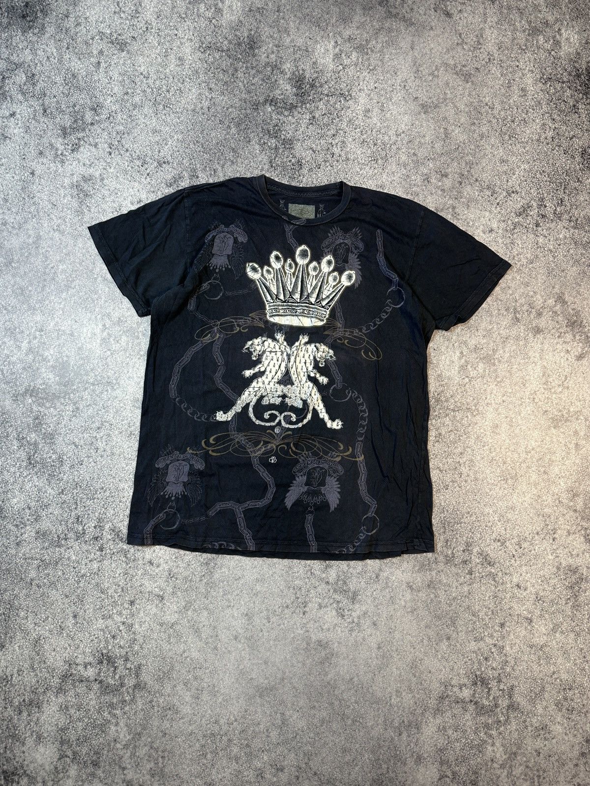 Christian Audigier × Ed Hardy Y2K Ed Hardy Christian Audigier Logo T-shirt Avant Garde Vtg Size US XL / EU 56 / 4 - 1 Thumbnail