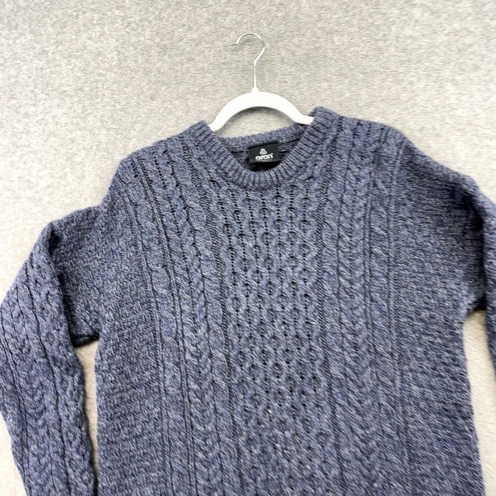 Vintage Aran Woollen Mills Crew Neck Traditional Knit Sweater Dusty Blue Men's/Unisex M Size US M / EU 48-50 / 2 - 3 Thumbnail