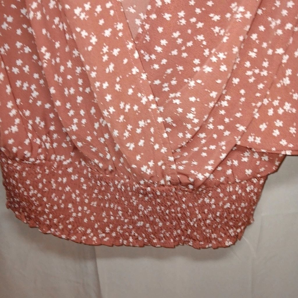 Shein Shein Brown shirt/ little white flowers, womens L, nwot, Size L / US 10 / IT 46 - 6 Thumbnail